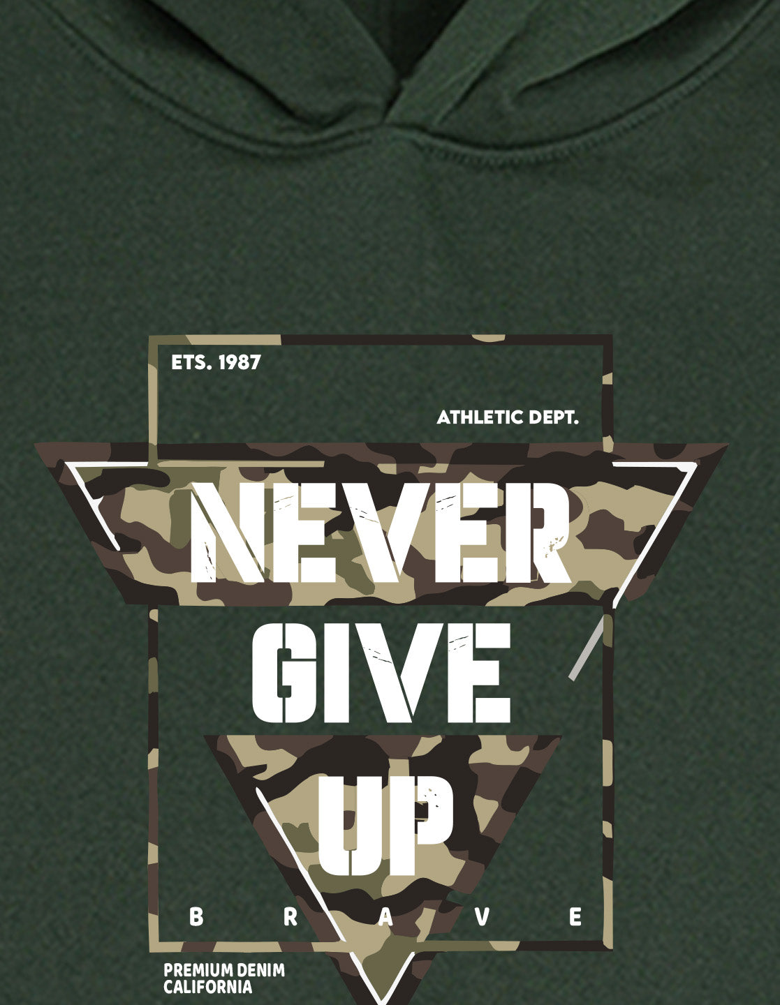 Nusyl Boy's Olive Never give up text Printed Hoodie