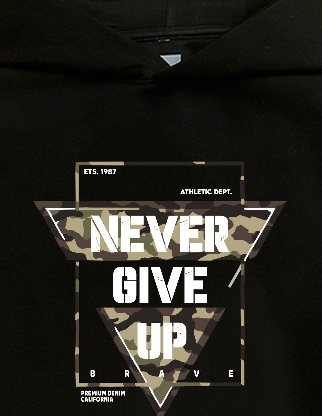 Nusyl Boy's Black Never give up text Printed Hoodie