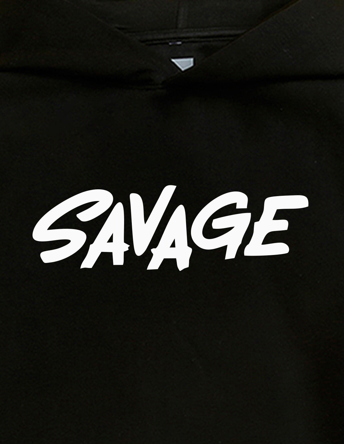 Nusyl Boy's Black Savage text Printed Hoodie