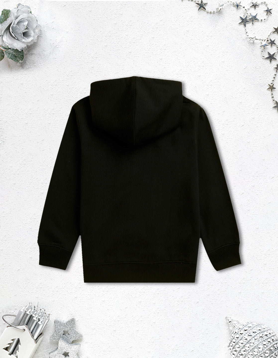 Nusyl Boy's Black Champions 01 Text Printed Hoodie