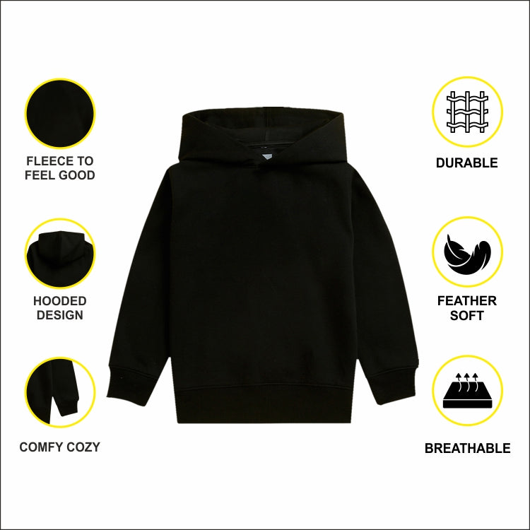 Nusyl Boy's Black Champions 01 Text Printed Hoodie