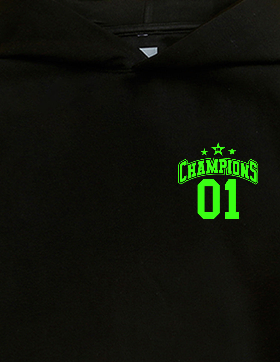 Nusyl Boy's Black Champions 01 Text Printed Hoodie