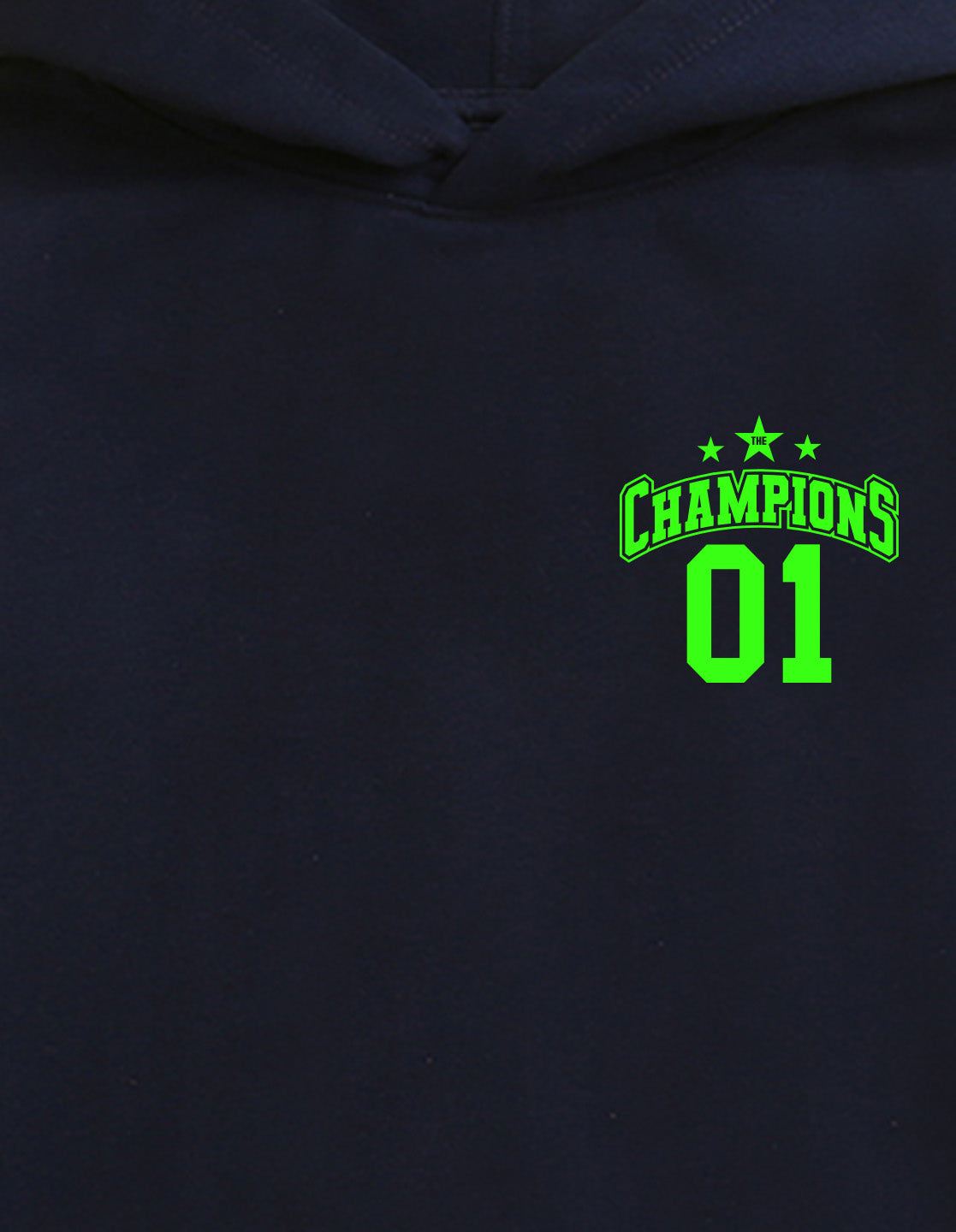 Nusyl Boy's Navy Blue Champions 01 Text Printed Hoodie