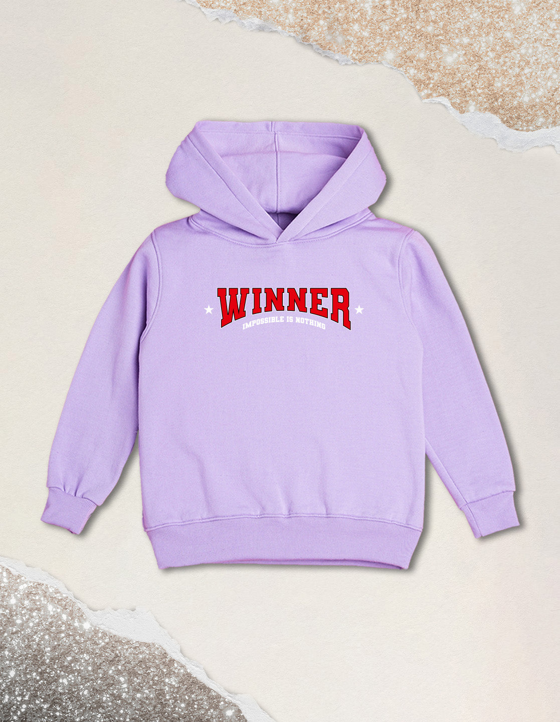 Nusyl Boy's Lilac Winner text Printed Hoodie