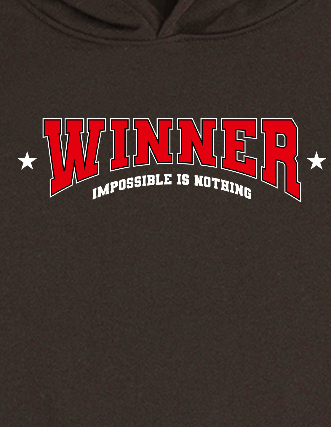 Nusyl Boy's Brown Winner text Printed Hoodie