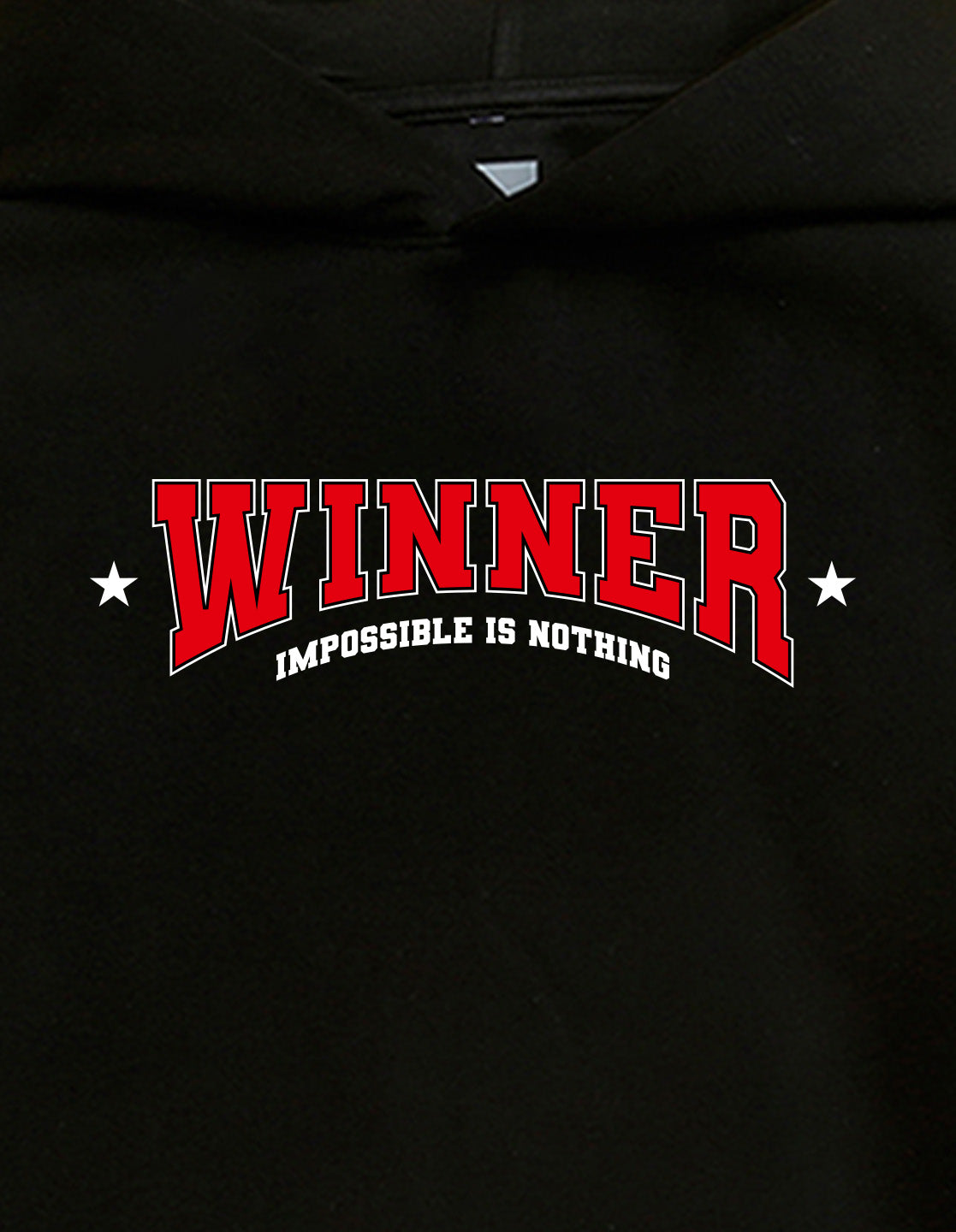 Nusyl Boy's Black Winner text Printed Hoodie