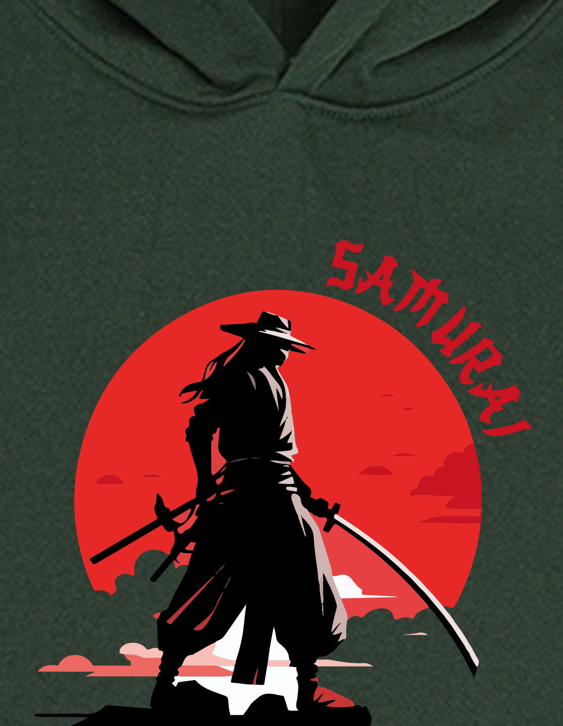 Nusyl Boy's Olive Japanese Samurai Printed Hoodie
