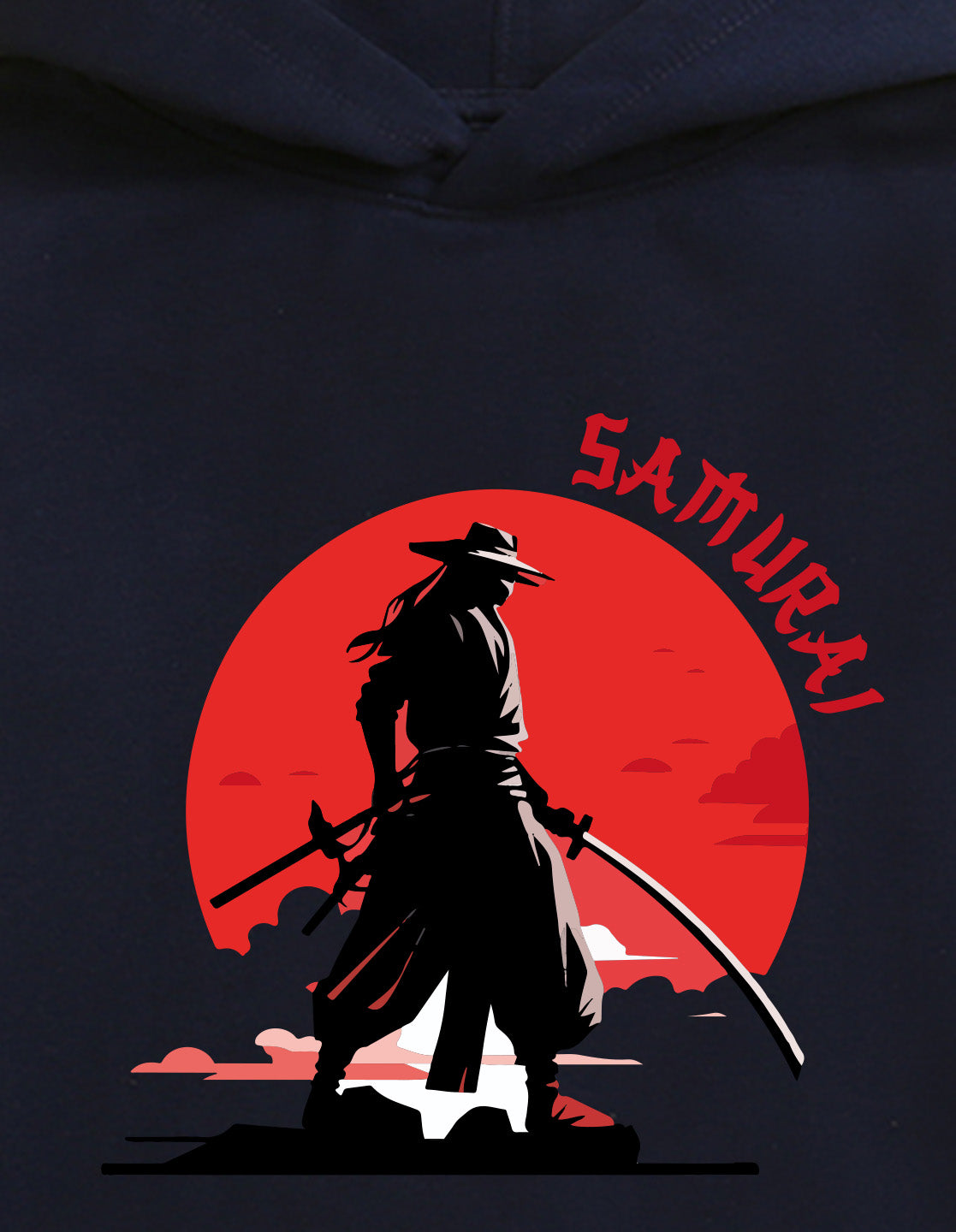 Nusyl Boy's Navy Blue Japanese Samurai Printed Hoodie