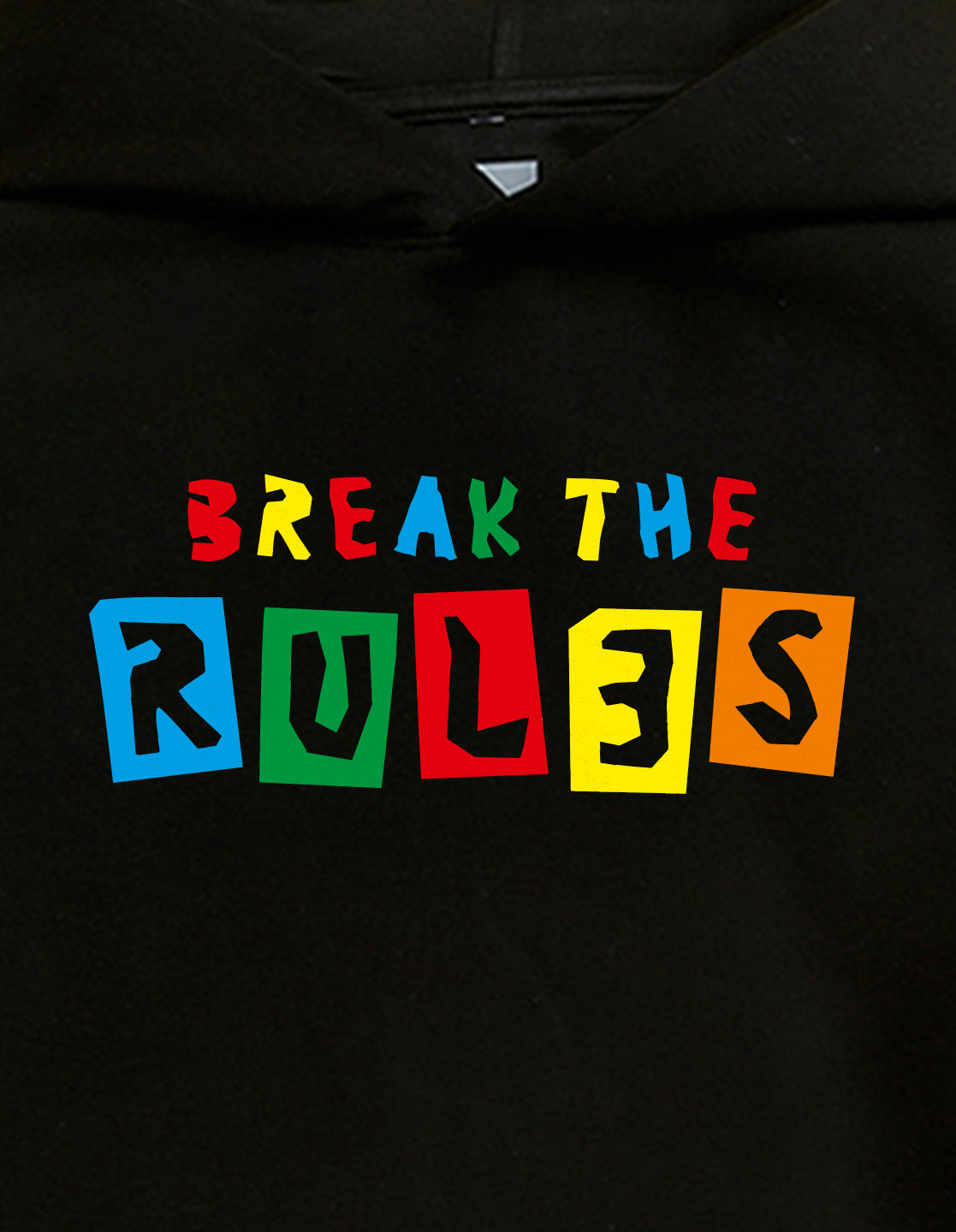 Nusyl Boy's Black Break the rules text Printed Hoodie
