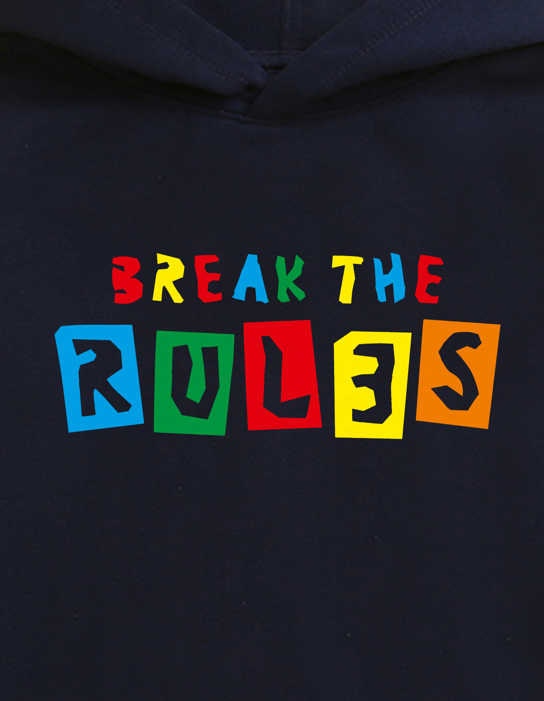 Nusyl Boy's Navy Blue Break the rules text Printed Hoodie