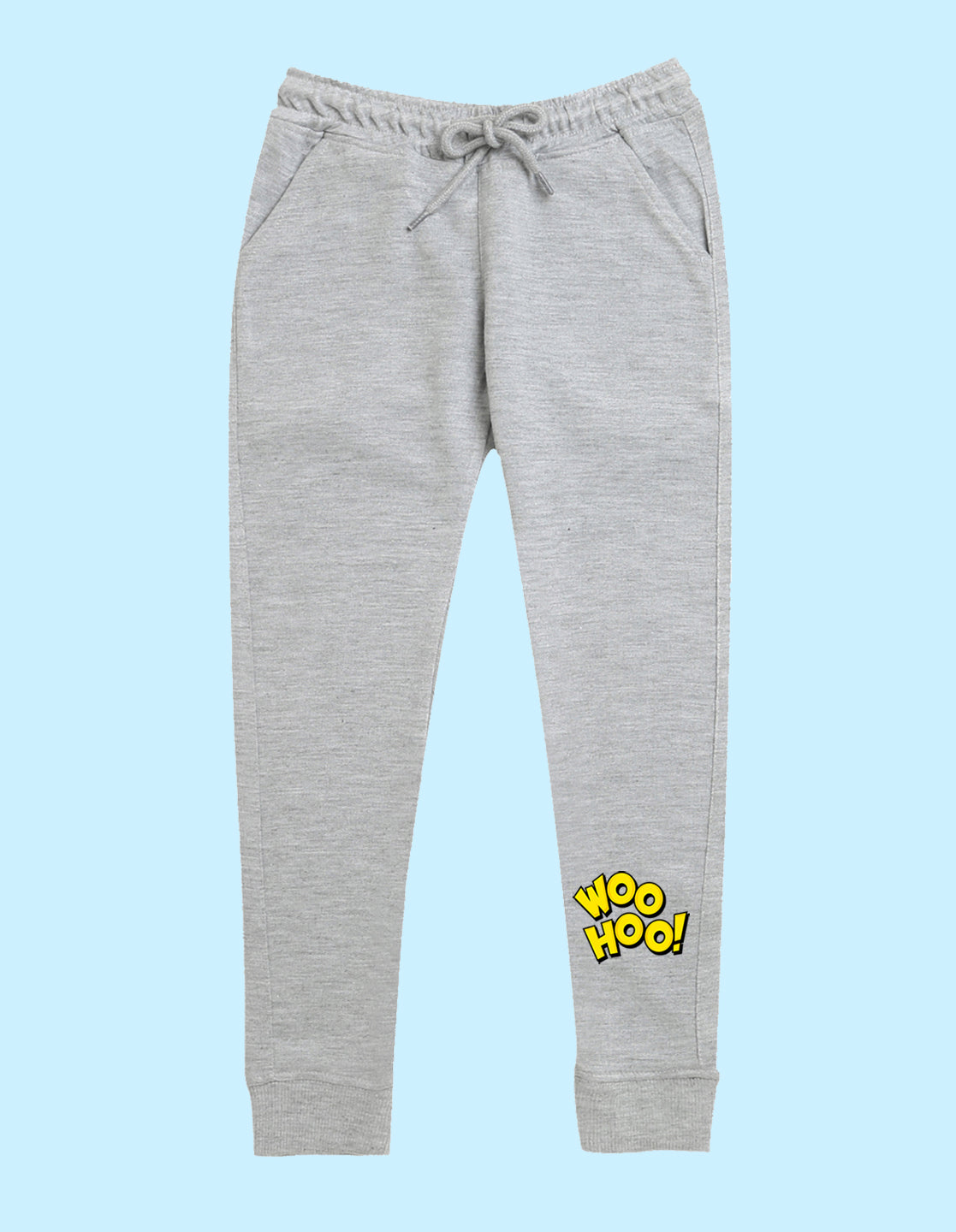 Grey text printed kids unisex treck pants