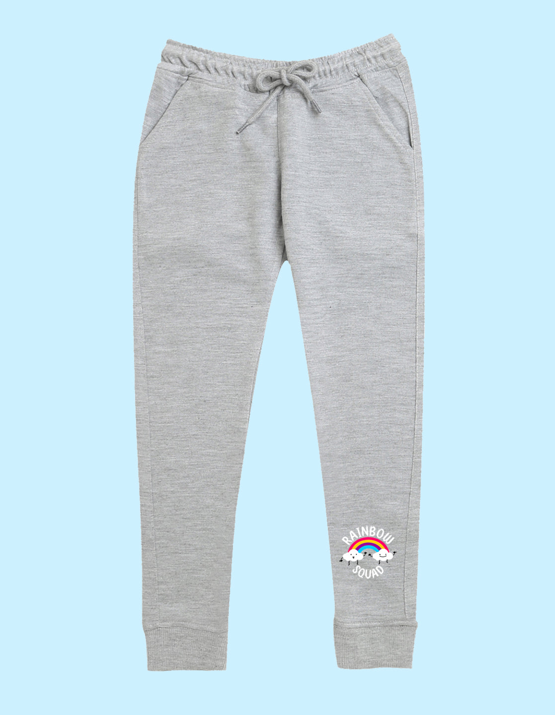 Grey text printed kids unisex treck pants