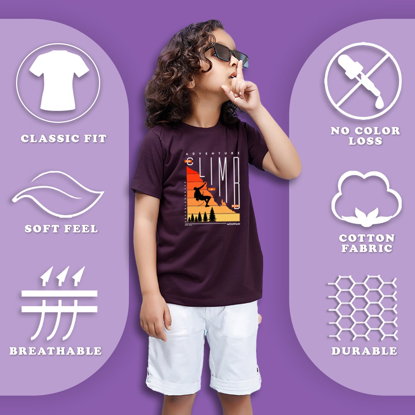 NUSYL Boys Red & Wine & Royal Blue Text Printed Half Sleeves T-shirt - Pack of 3