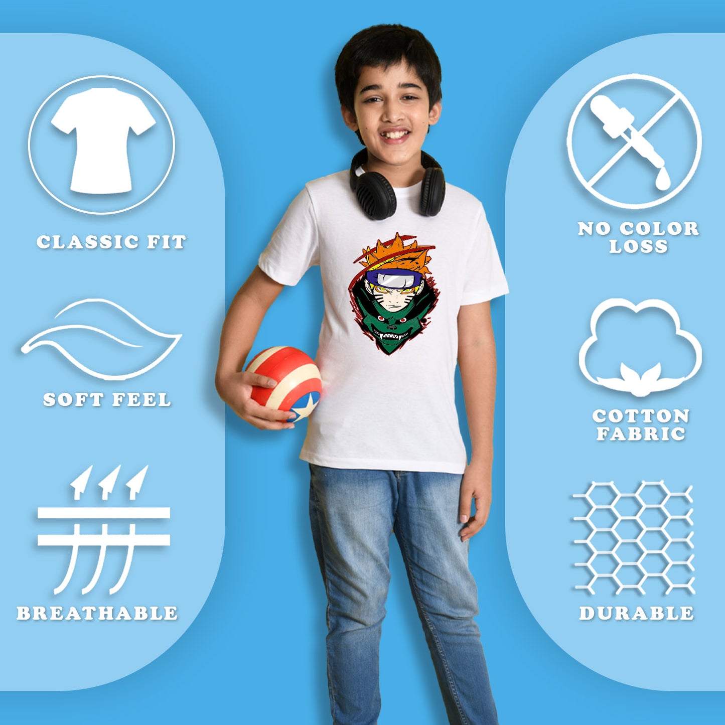 NUSYL Boys Red & White & Beige Basketball & Text Printed Half Sleeves T-shirt - Pack of 3