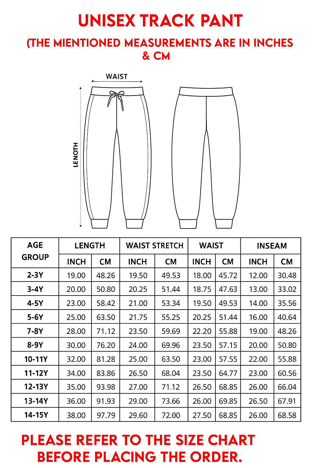 Black text printed kids unisex treck pants