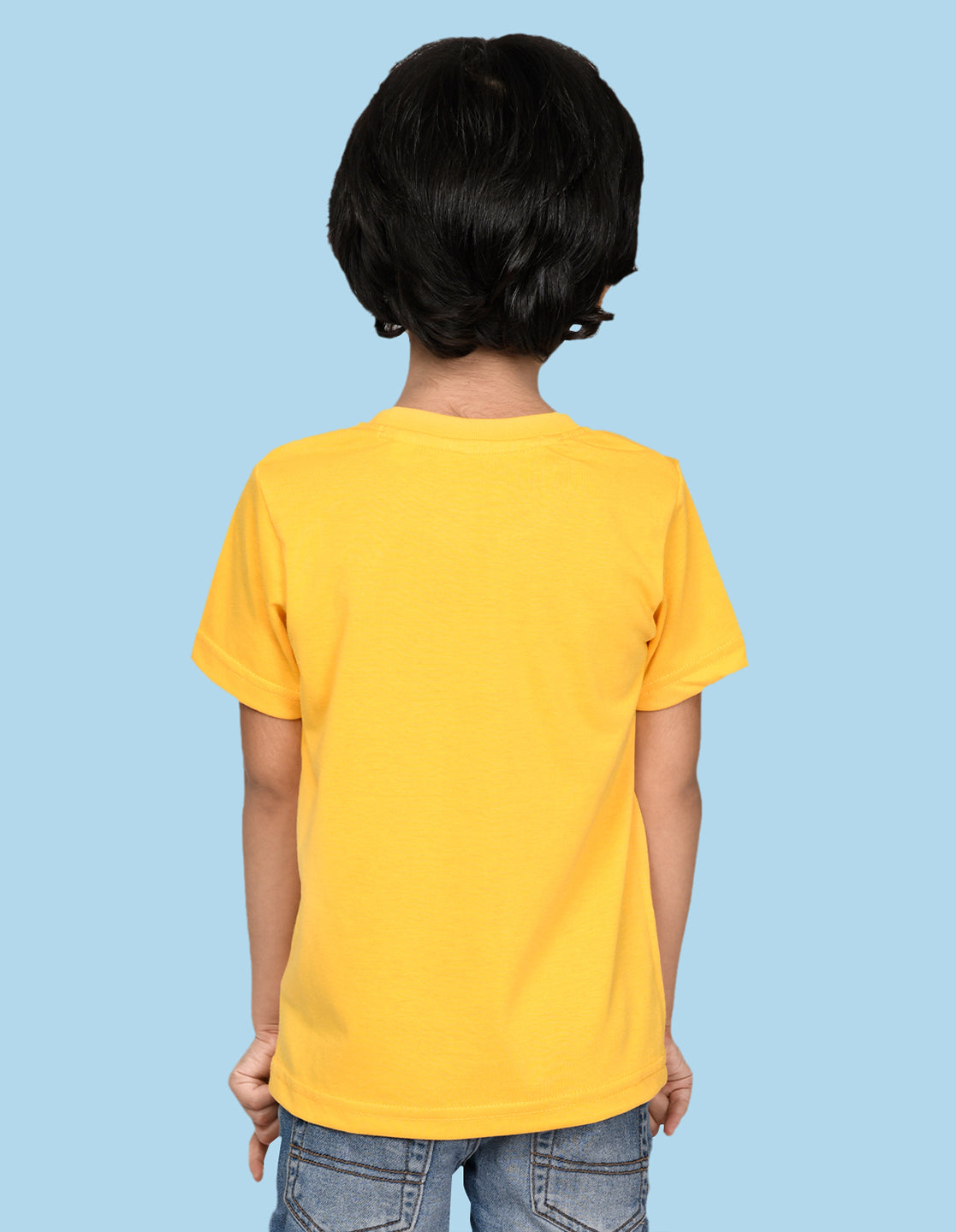 NUSYL Boys Yellow Bio Washed Cotton Short Sleeve Solid T-shirt