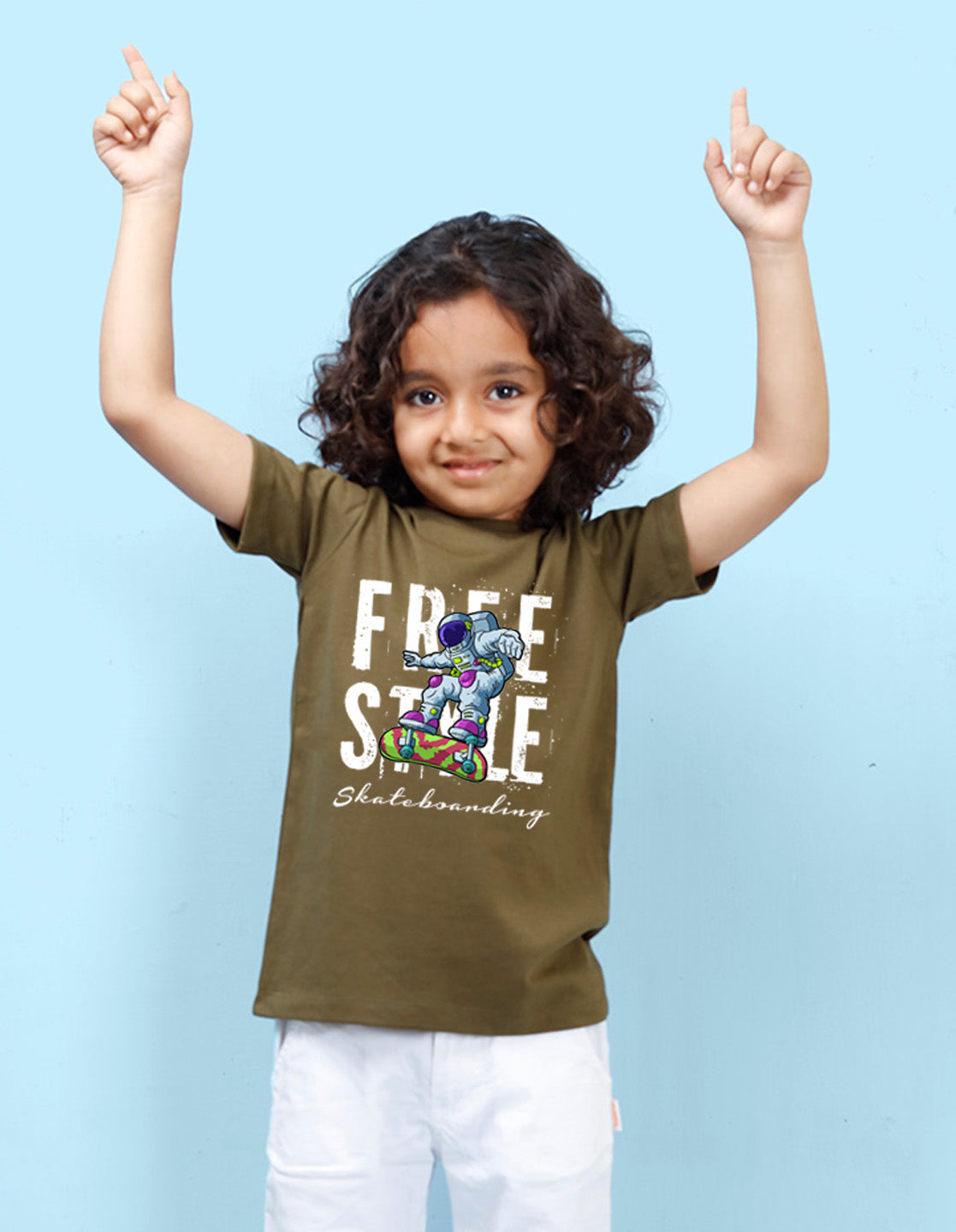 Nusyl Free Style Printed Olive Colour T-shirts