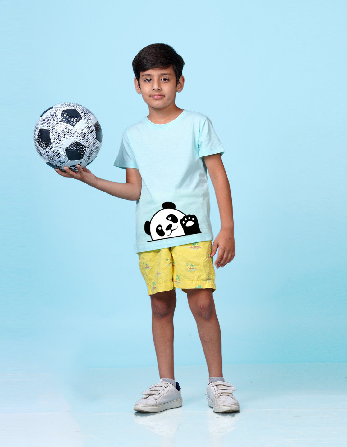 Nusyl Panda Printed Powder Blue Colour T-shirts