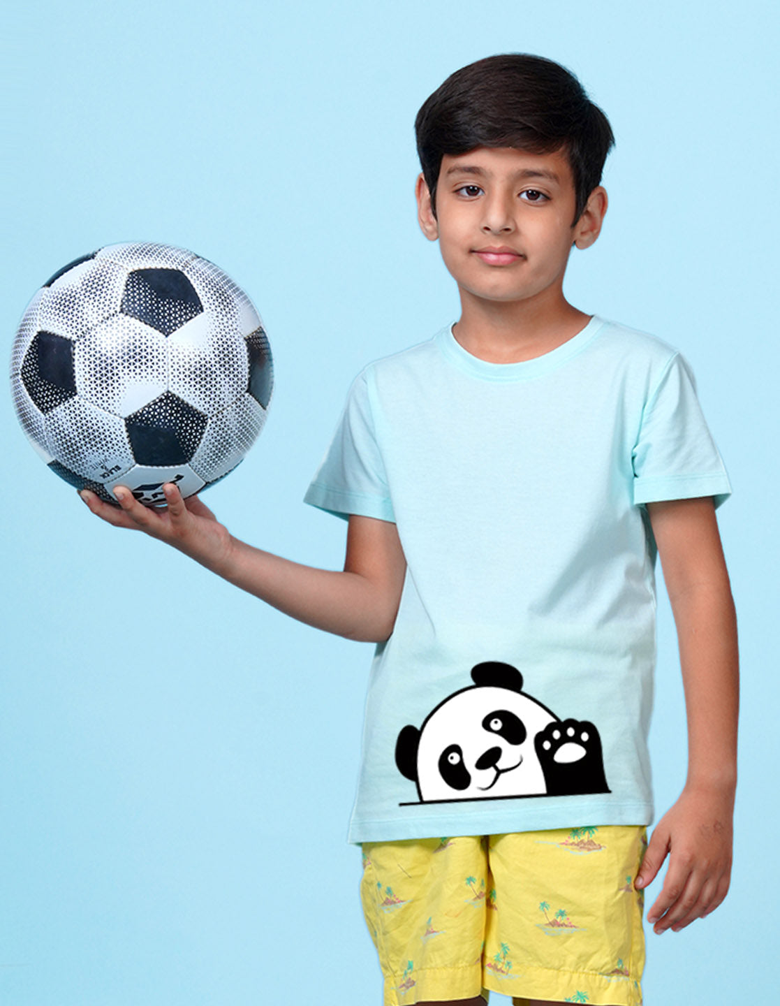 Nusyl Panda Printed Powder Blue Colour T-shirts