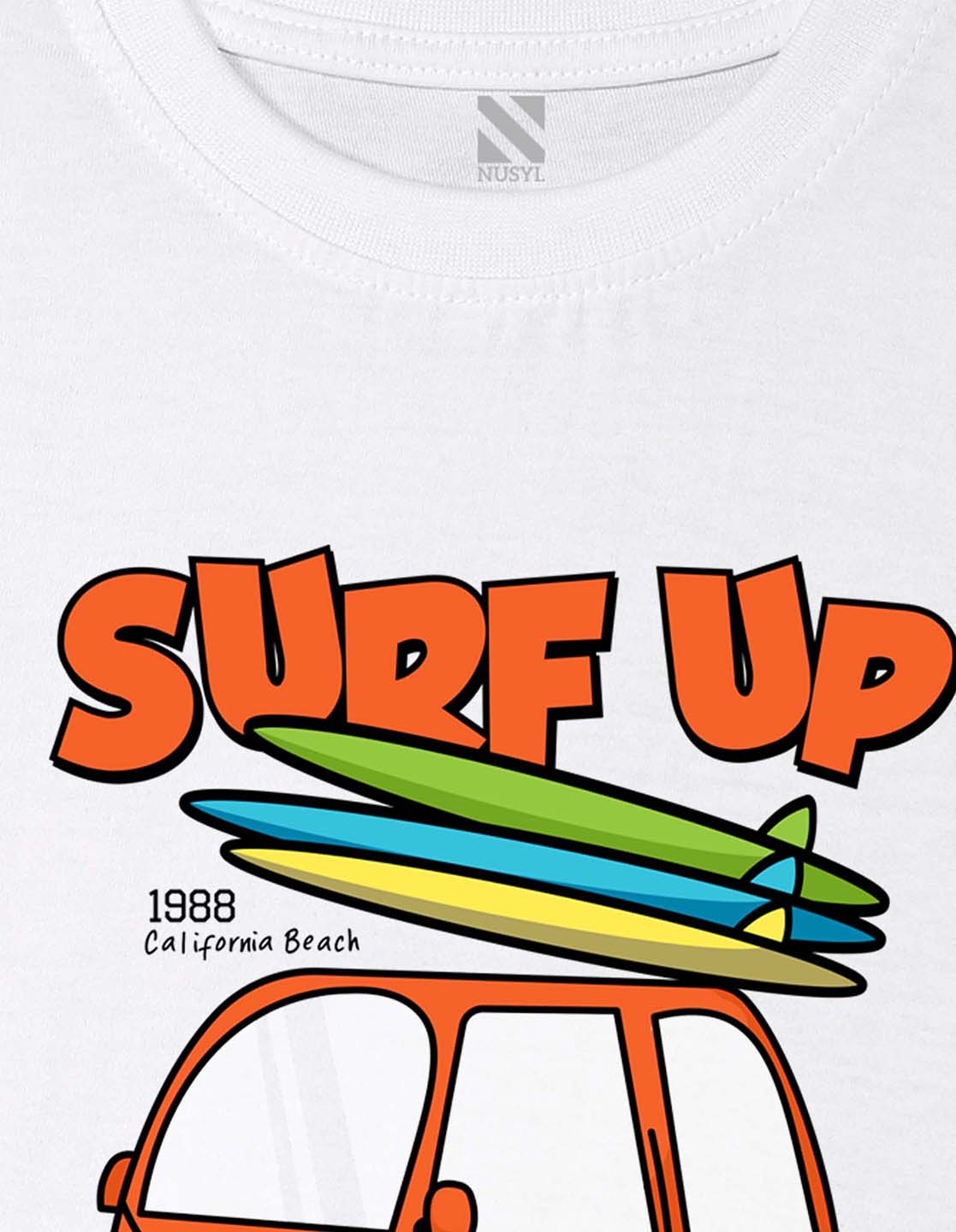 Nusyl Boys White Surf up Printed t-shirt