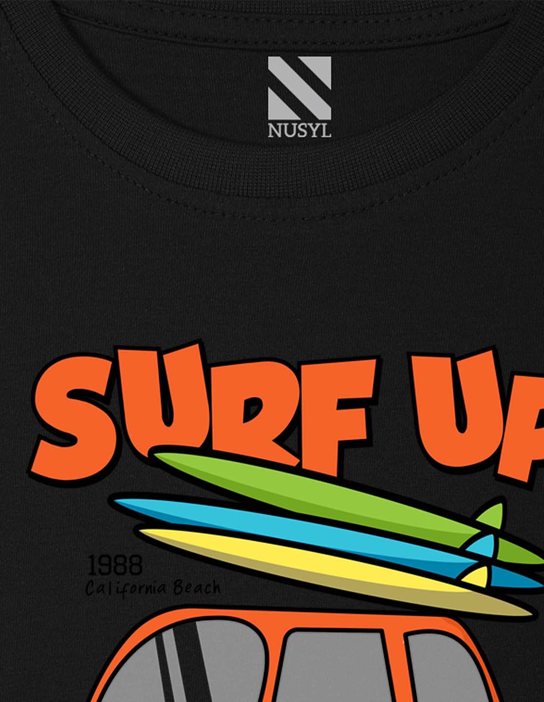 Nusyl Boys Black Surf up Printed t-shirt