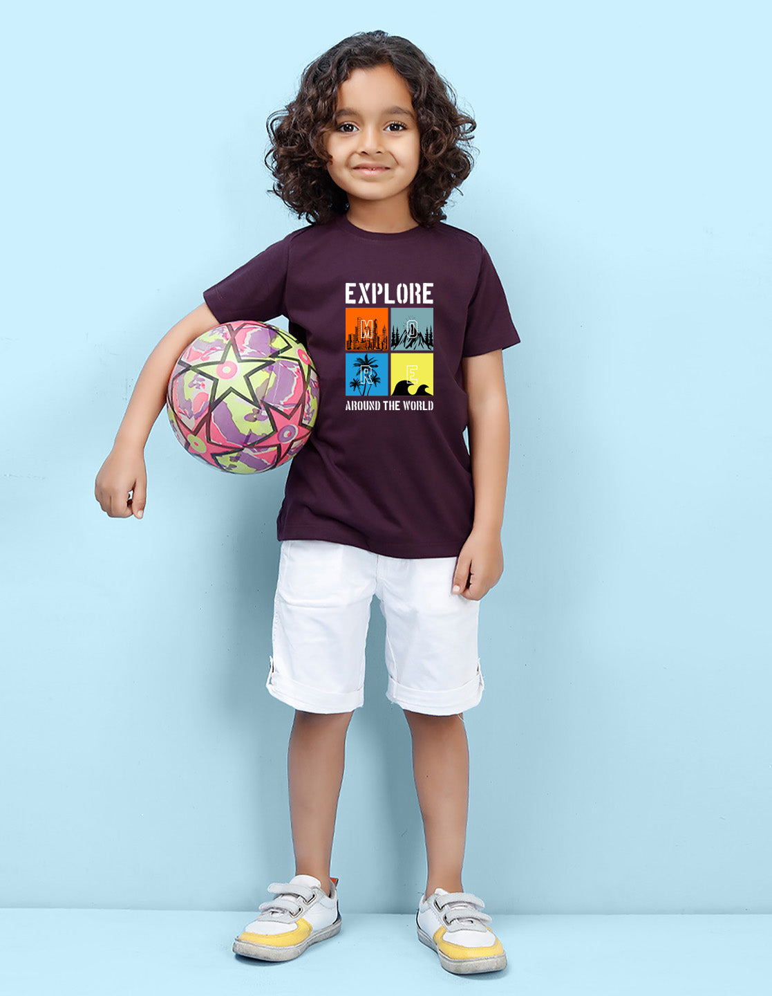 Nusyl Explore Printed Wine Colour T-shirts