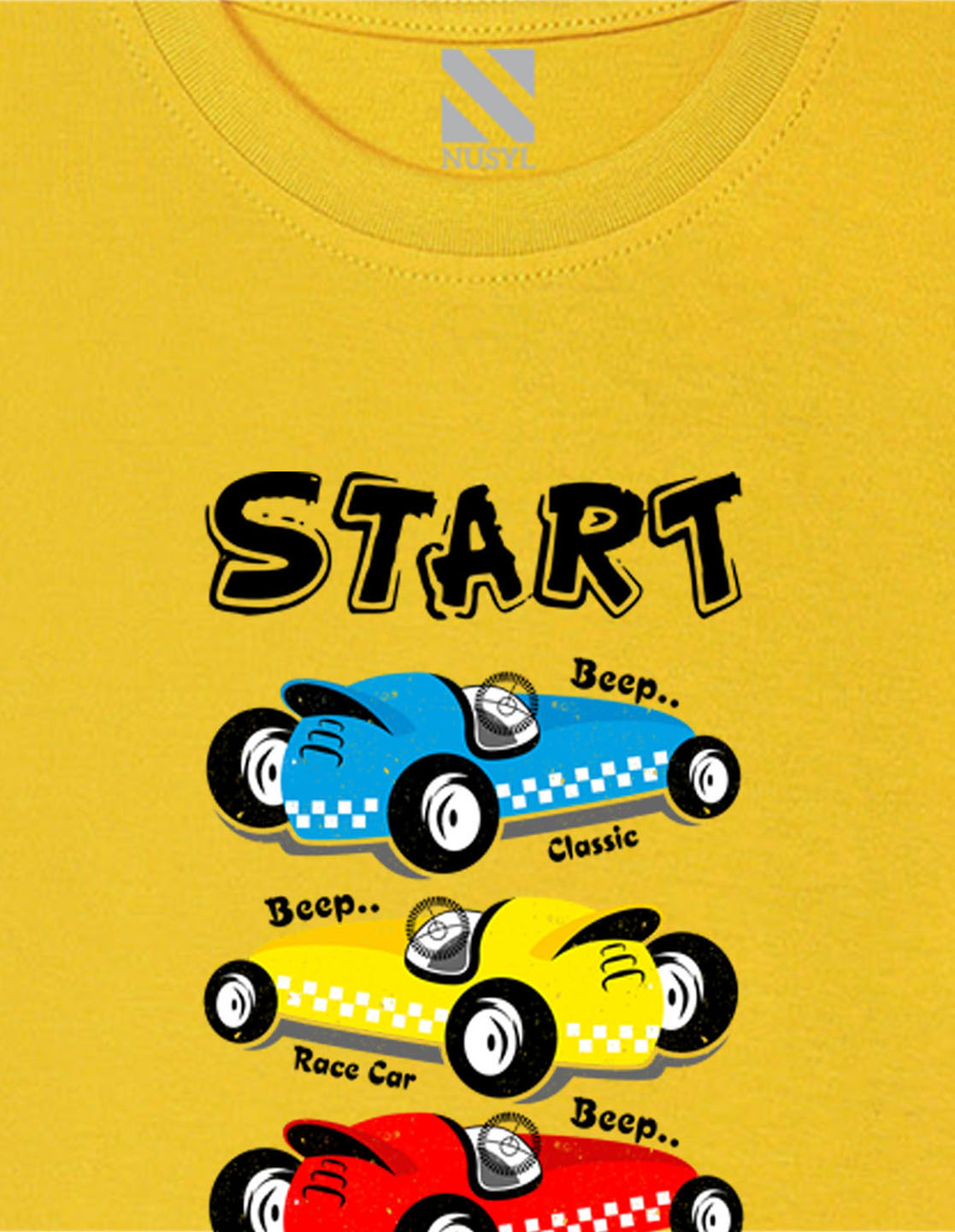 Nusyl Boys Yellow Car Printed t-shirt