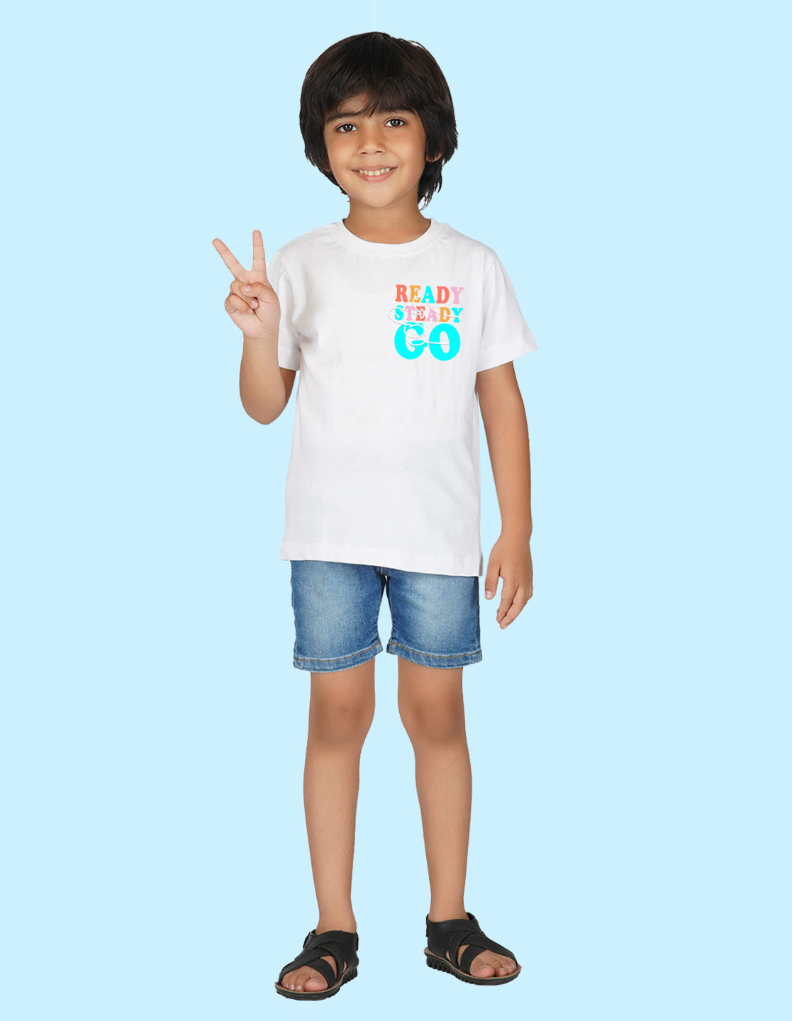 Nusyl Boys White Ready steady go Printed t-shirt