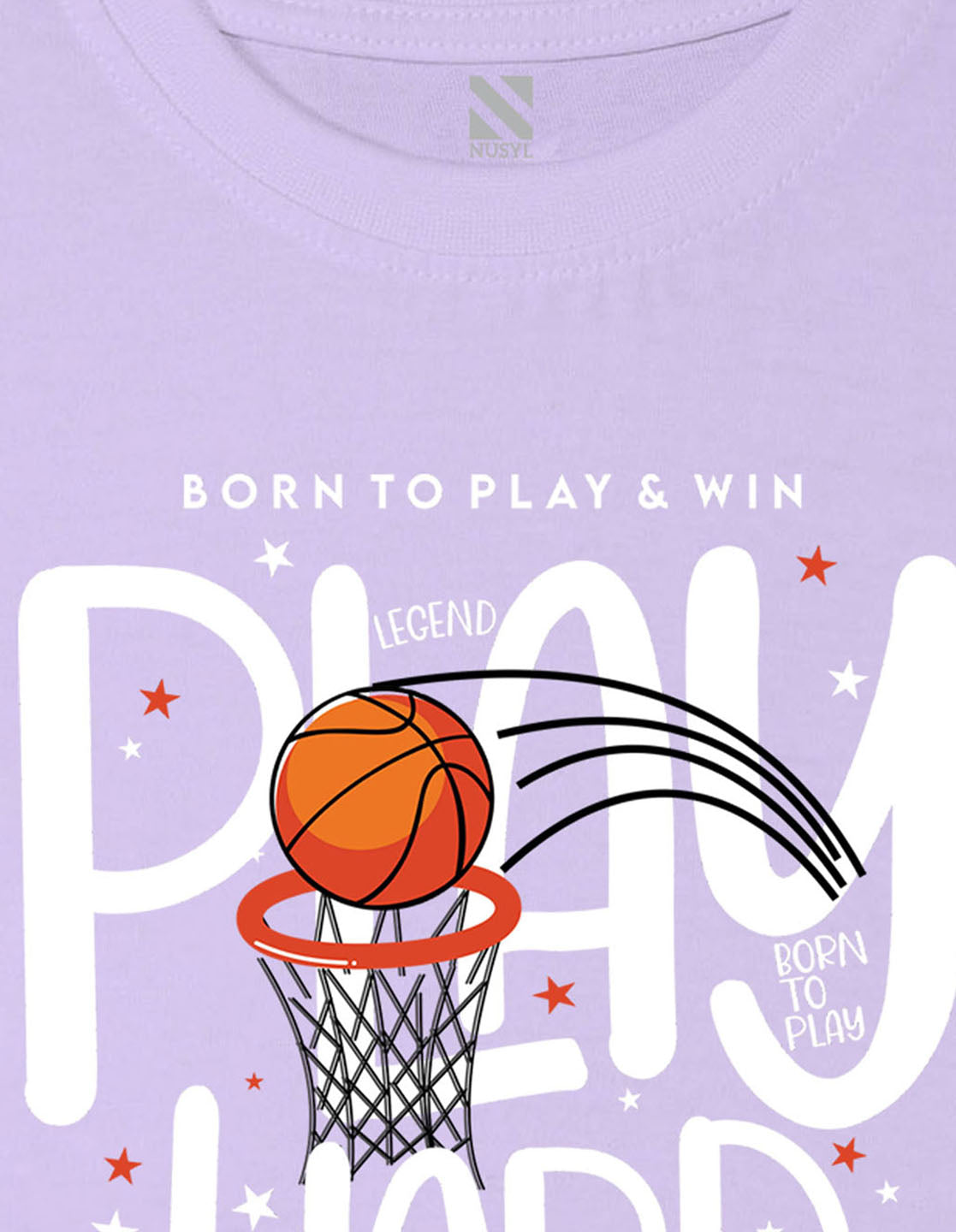 Nusyl Basketball Printed Lilac Colour T-shirts
