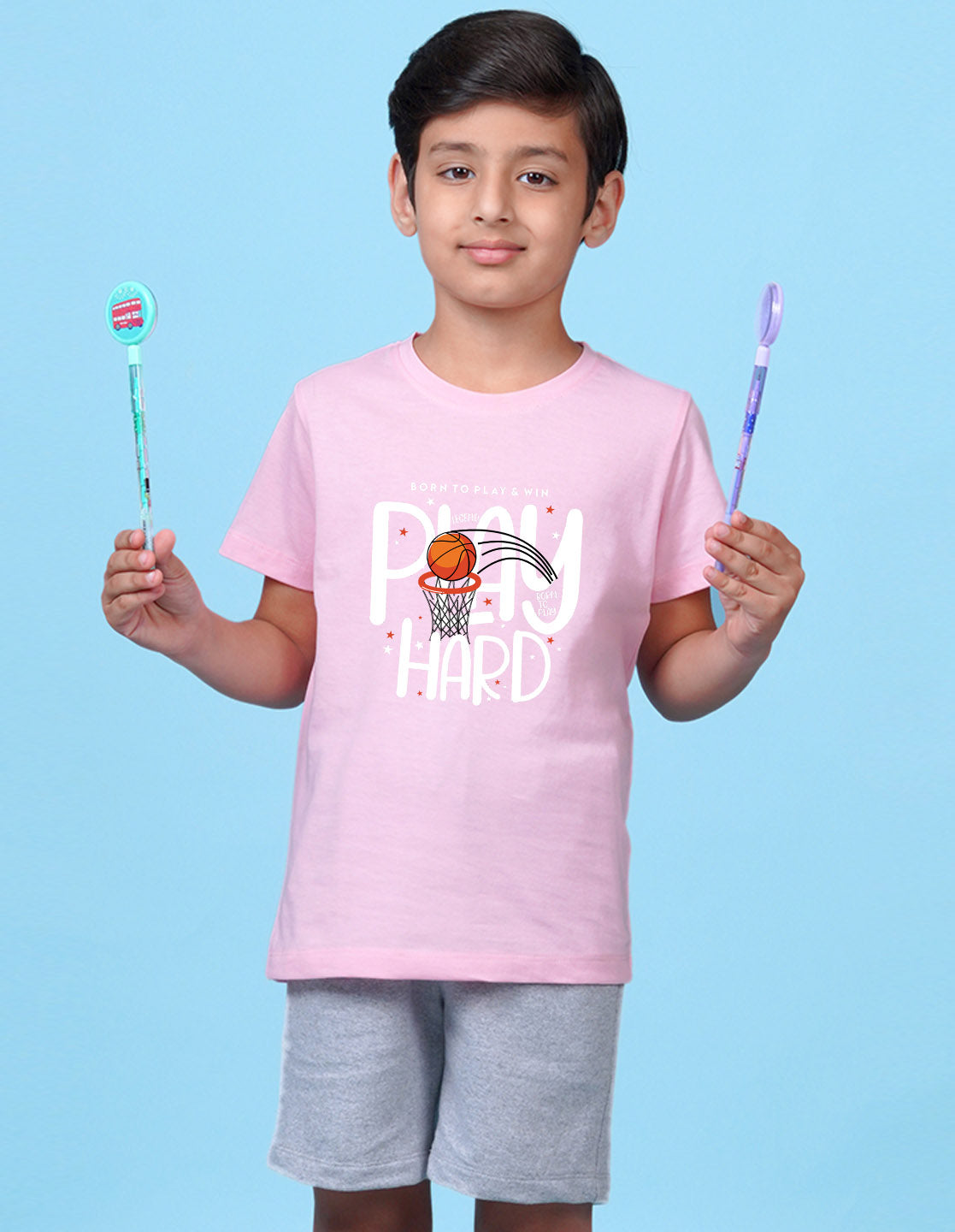 Nusyl Basketball Printed Light Pink Colour T-shirts