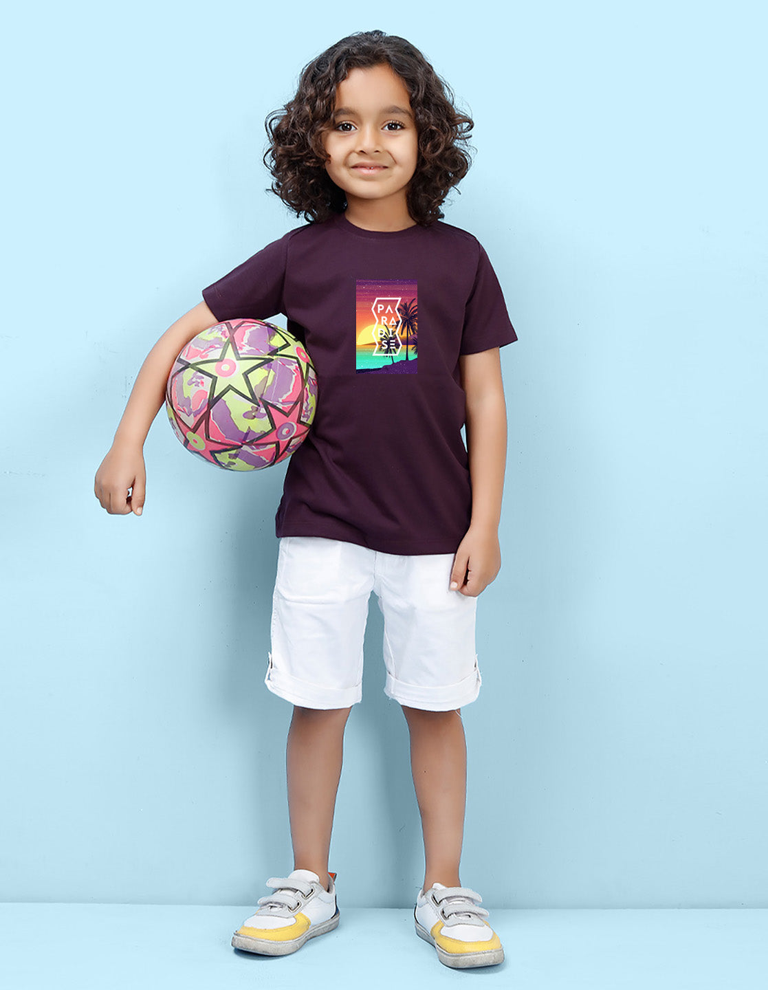 Nusyl Paradise Printed Wine Colour T-shirts
