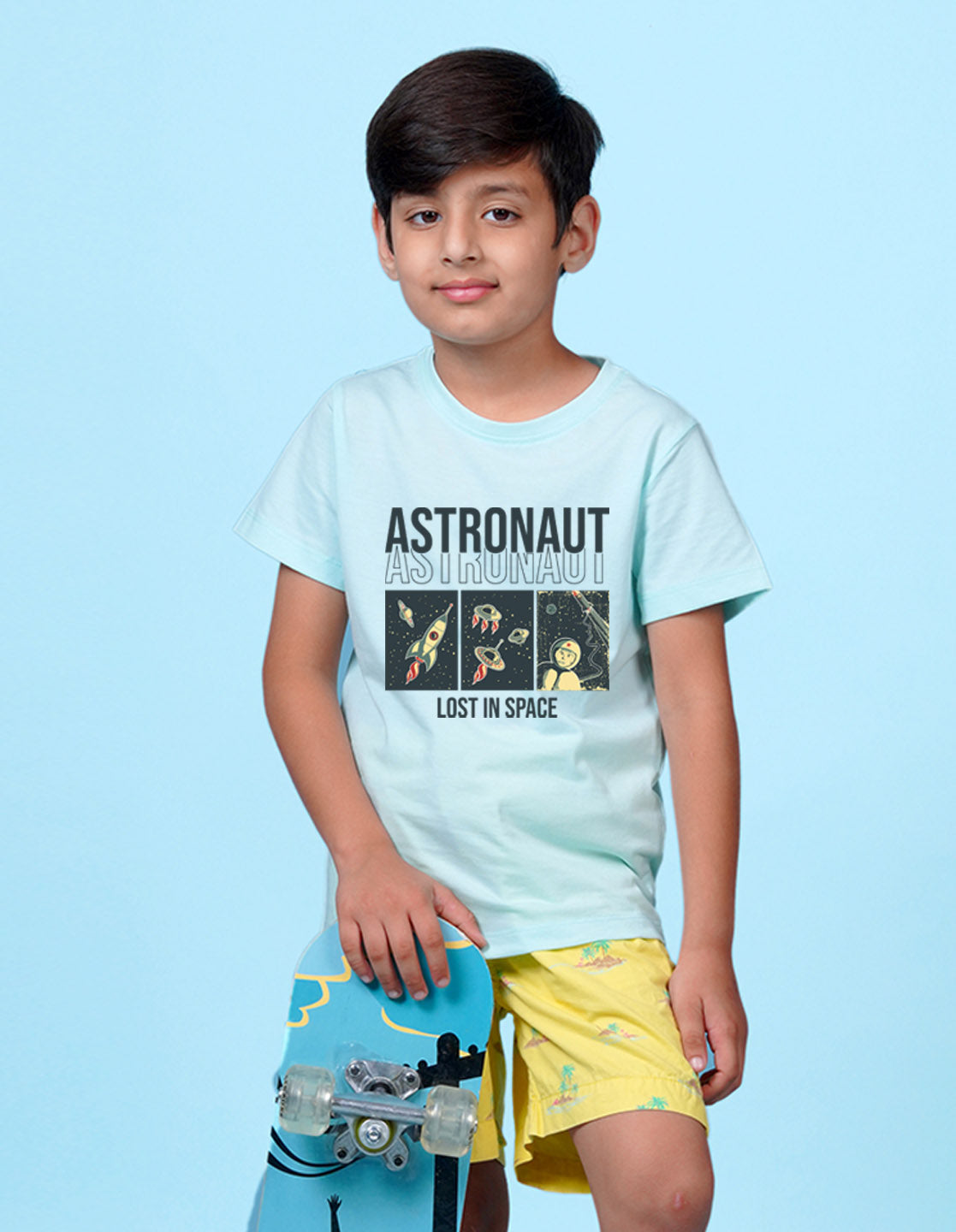 Nusyl Text Printed Powder Blue Colour T-shirts