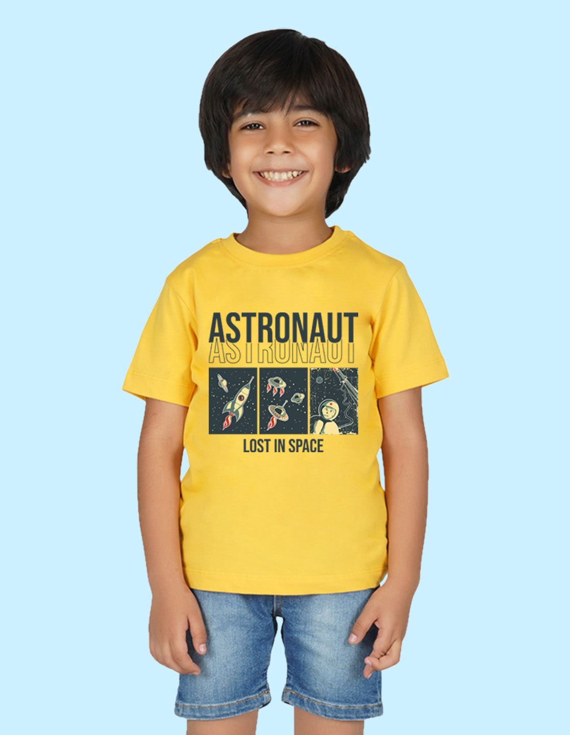 Nusyl Boys Yellow Text Printed t-shirt