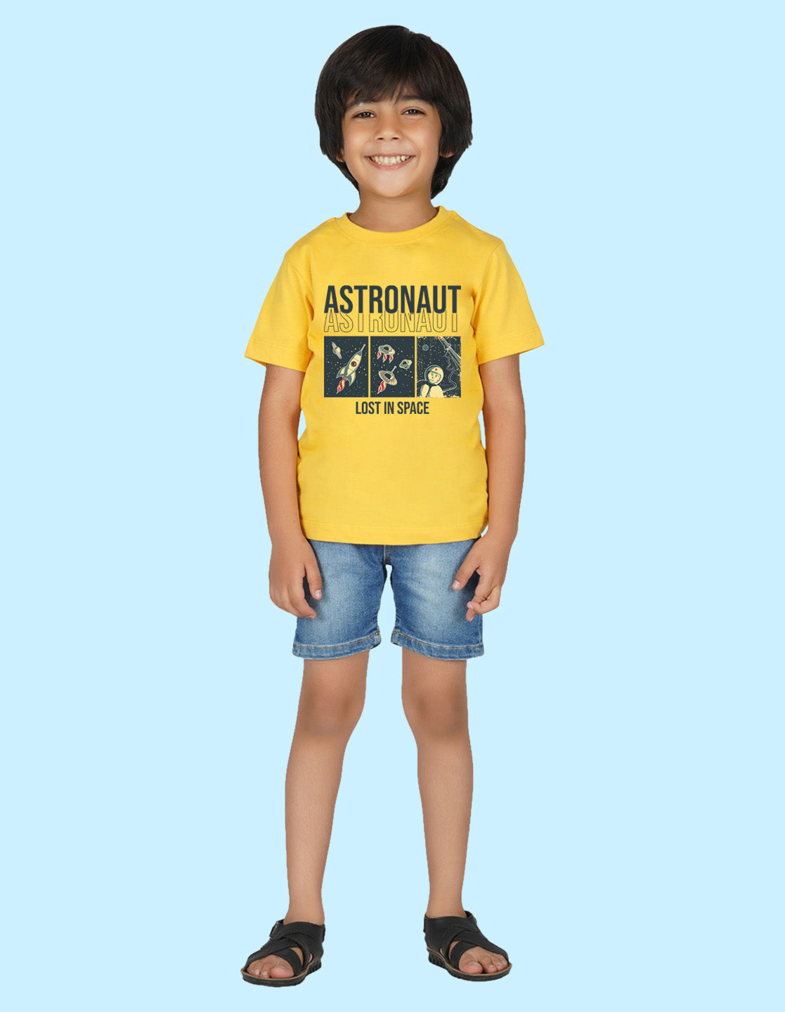 Nusyl Boys Yellow Text Printed t-shirt
