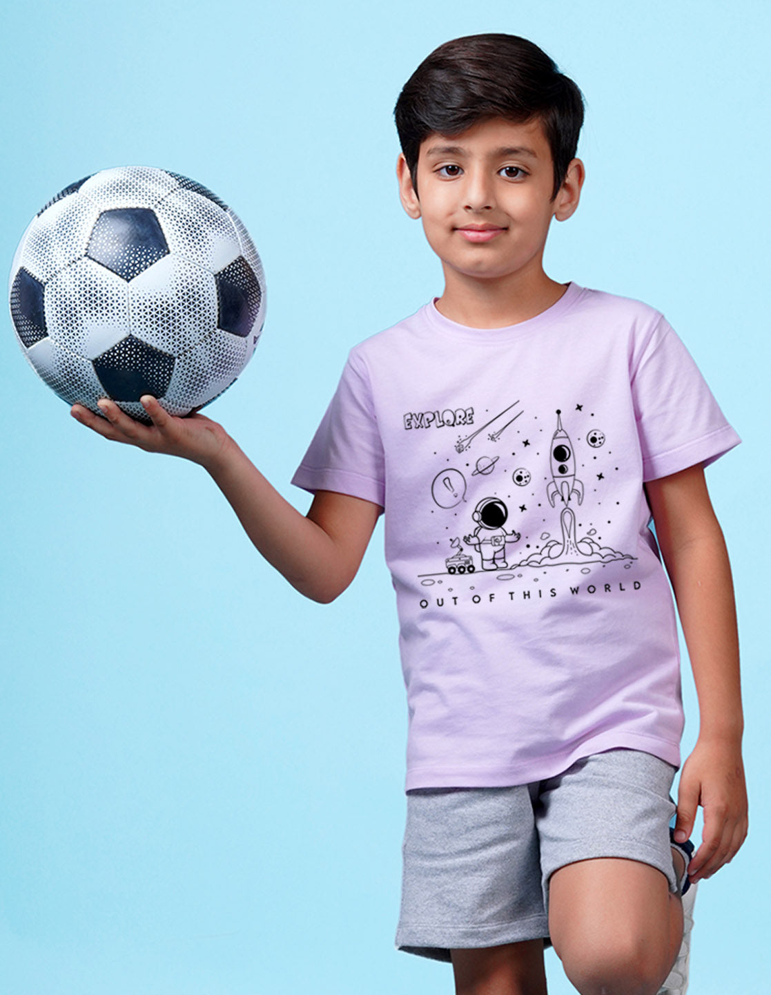 Nusyl Space Printed Lilac Colour T-shirts