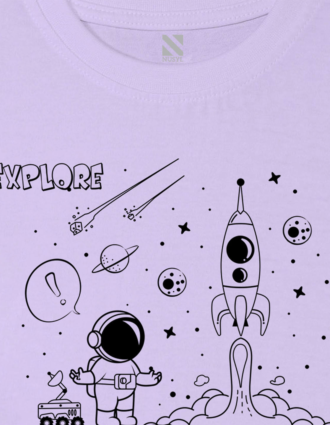 Nusyl Space Printed Lilac Colour T-shirts