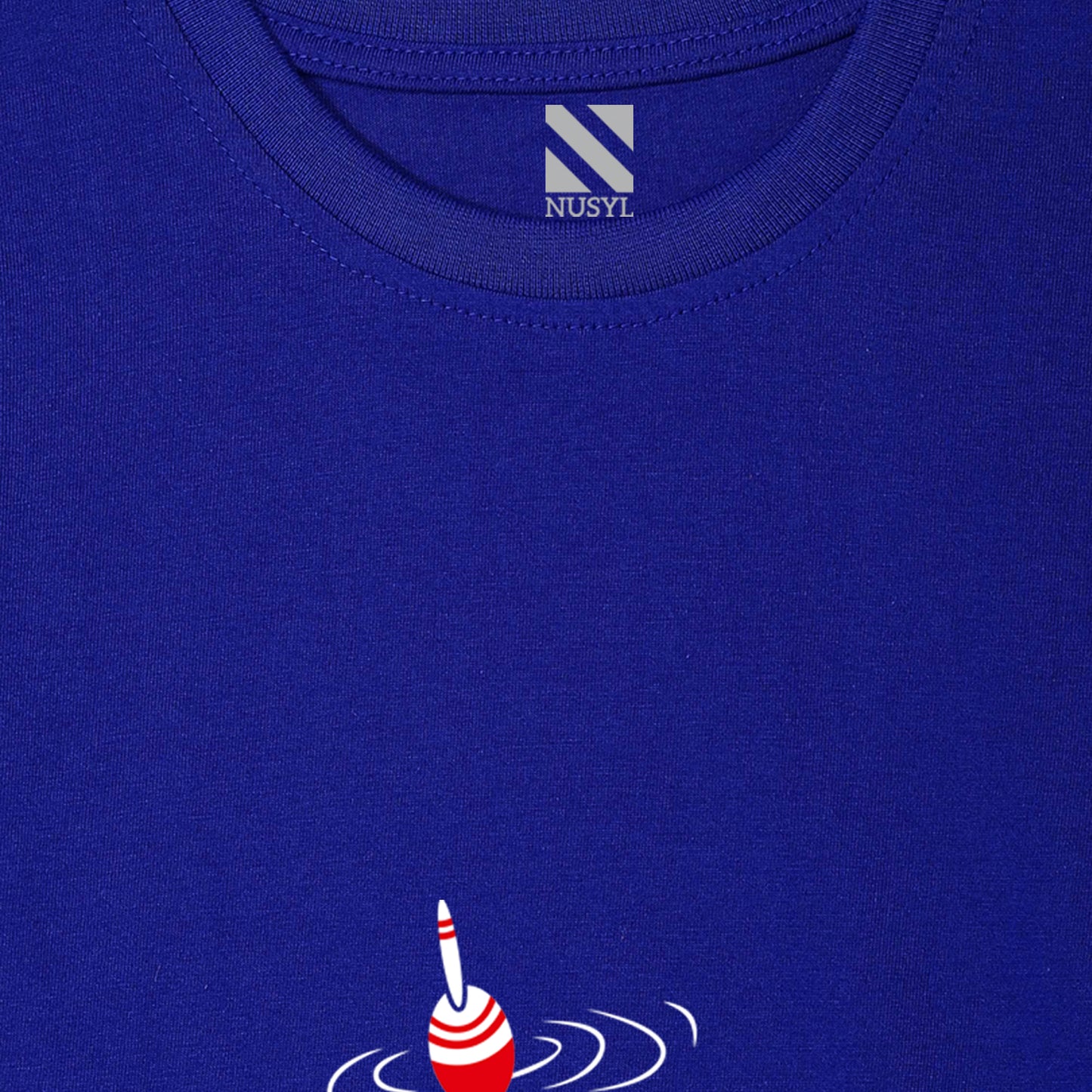 Nusyl Fishes & Text Printed Royal blue Biowashed Cotton Half T-shirt