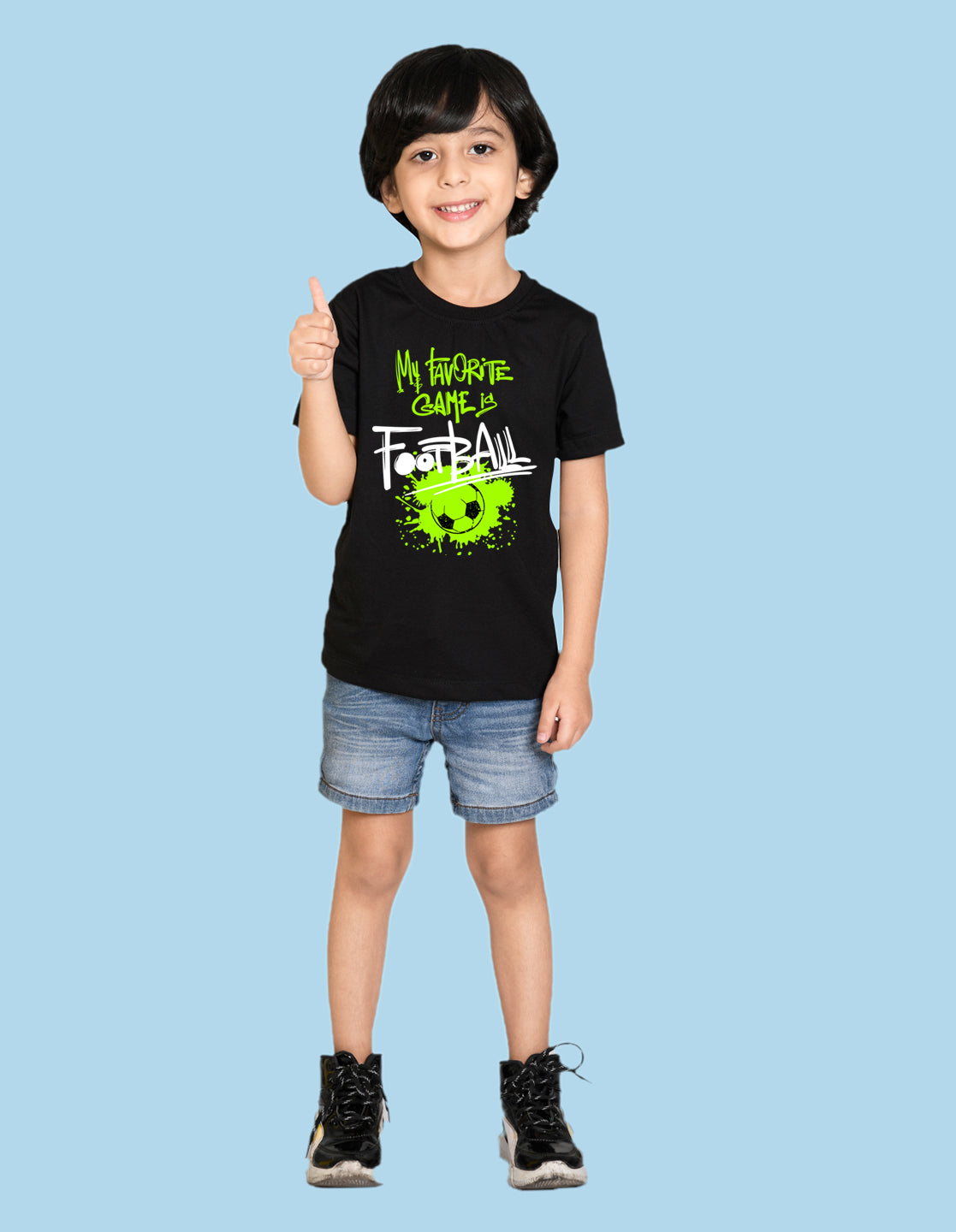 Nusyl Football Black Biowashed Cotton Half T-shirt T-shirt