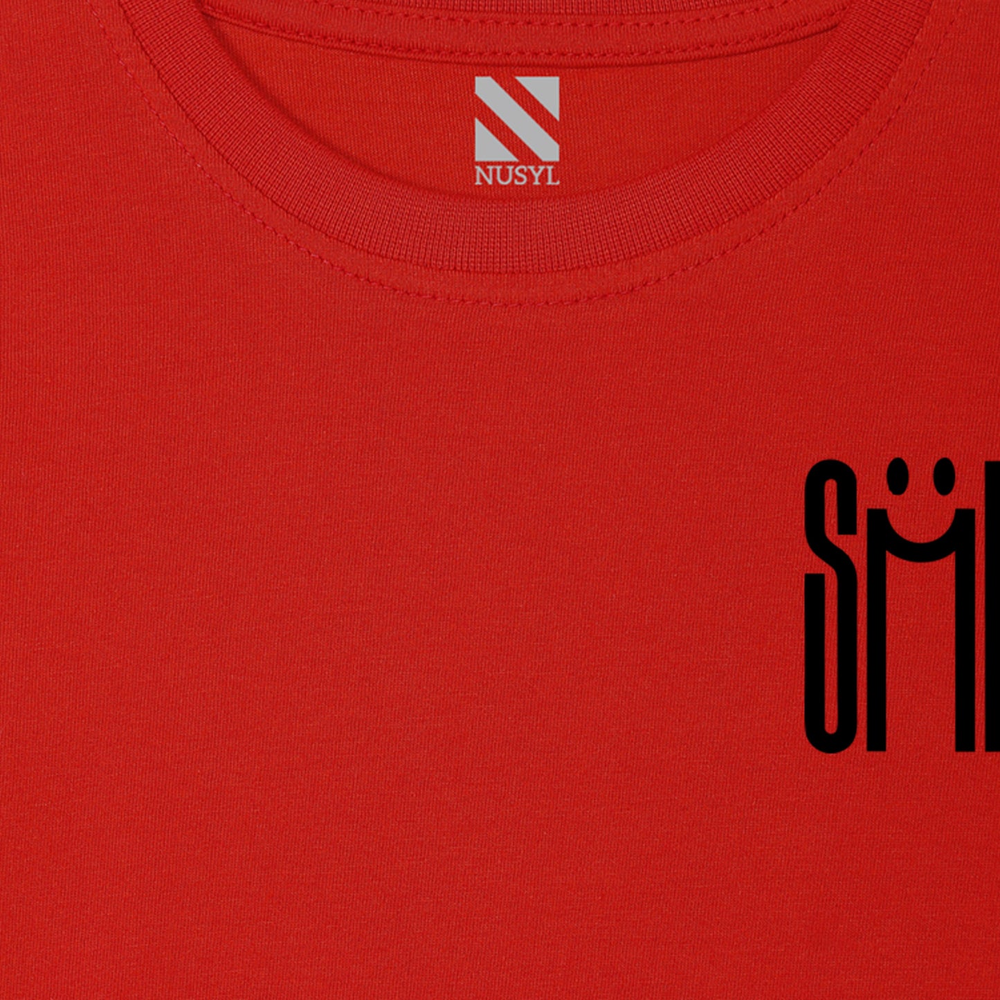 Nusyl Smile Printed Red Biowashed Cotton Half T-shirt T-shirt
