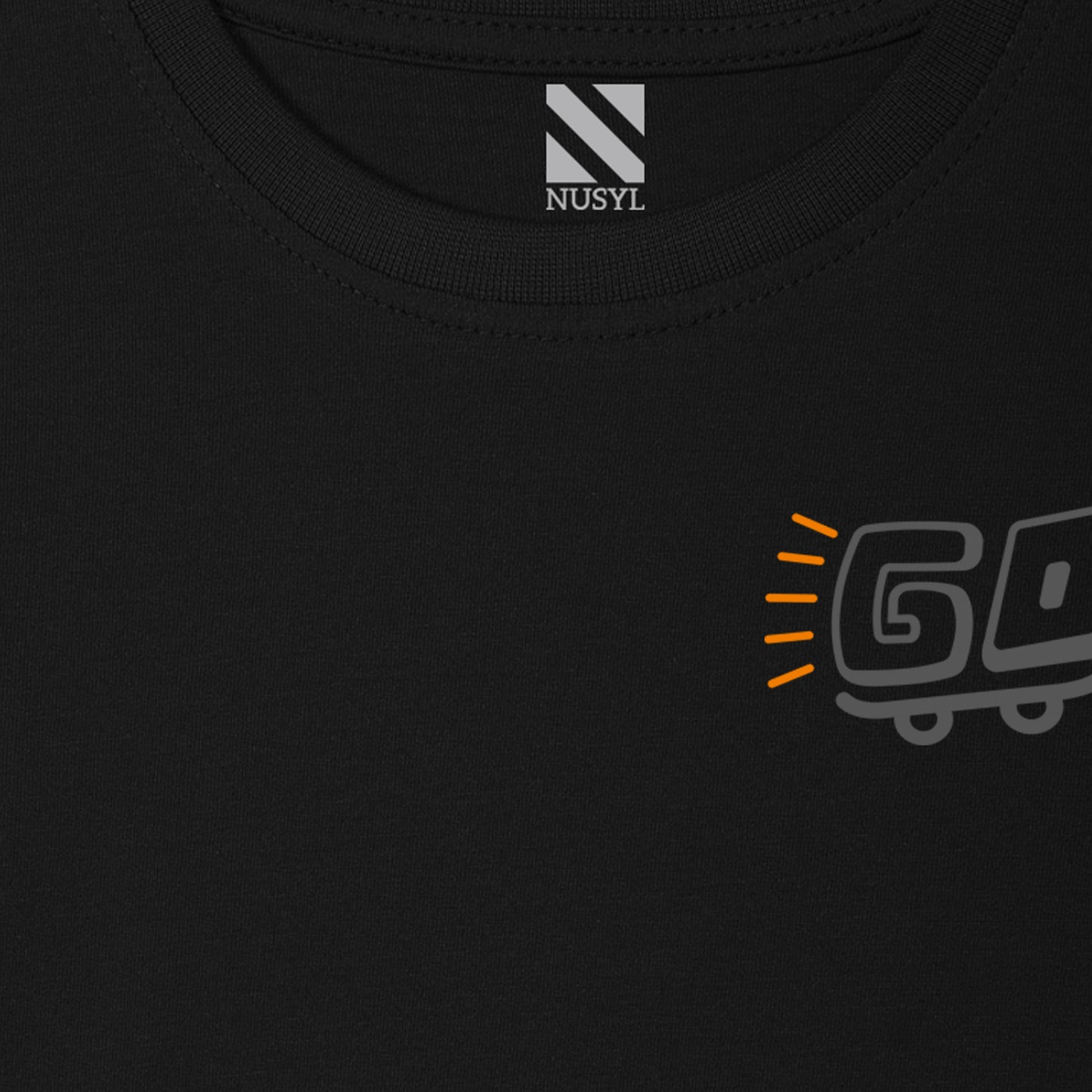 Nusyl Go Printed Black Biowashed Cotton Half T-shirt T-shirt