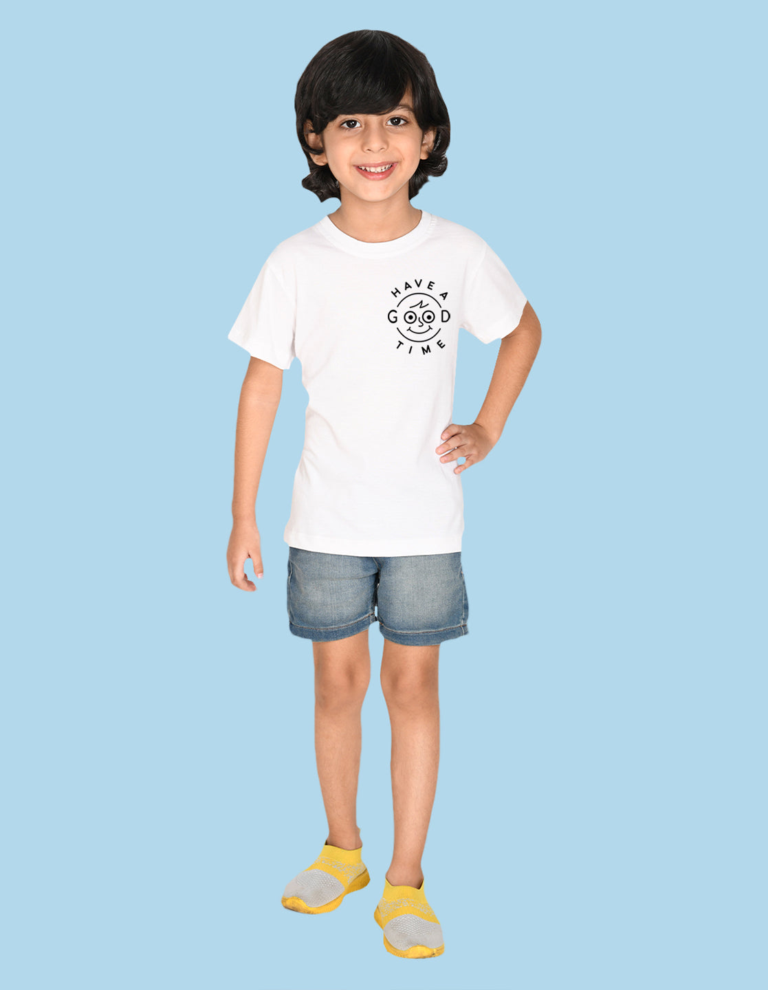 Nusyl Have a good time text printed white Biowashed Cotton Half T-shirt T-shirt