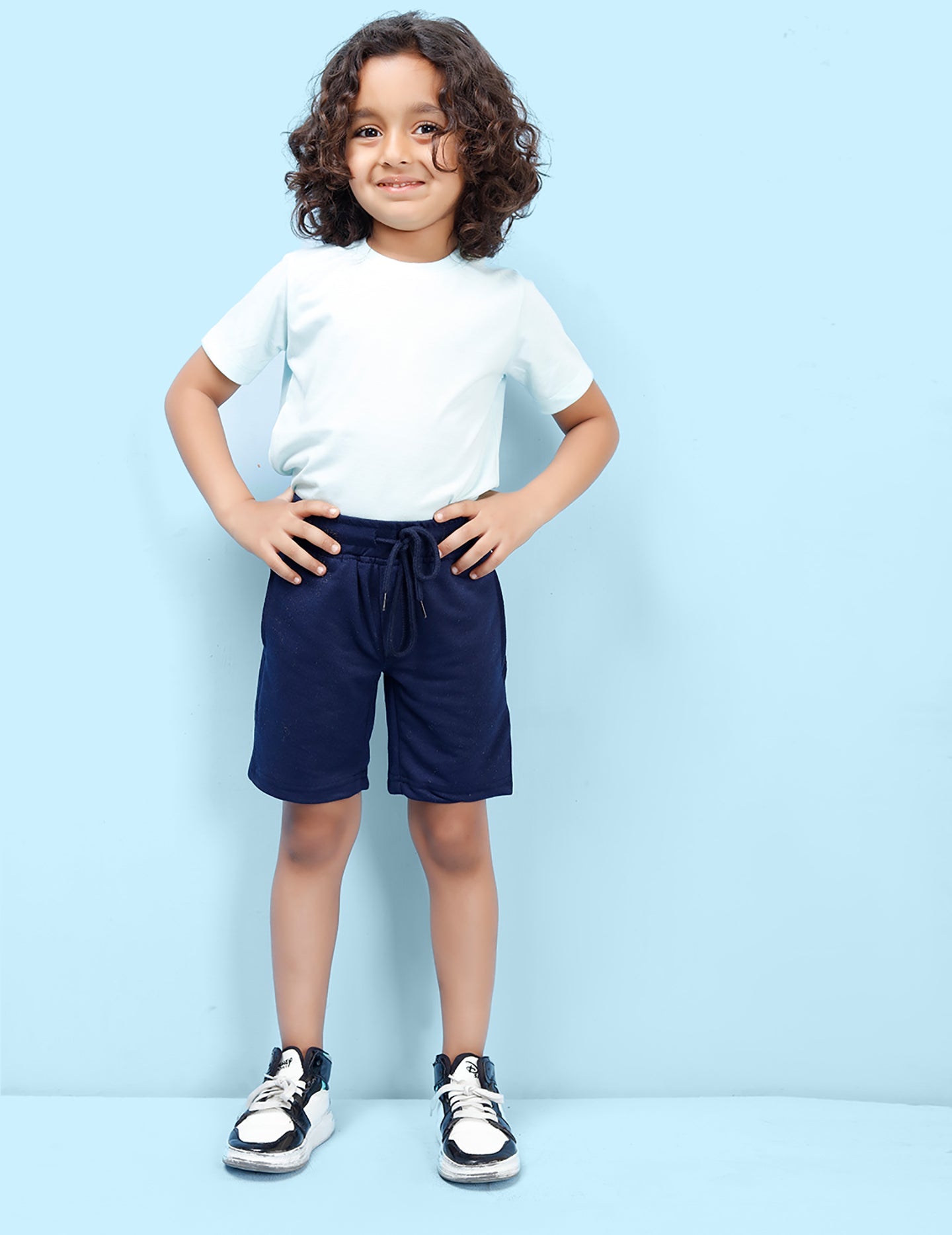 Nusyl Navy Blue Solid Boys Shorts