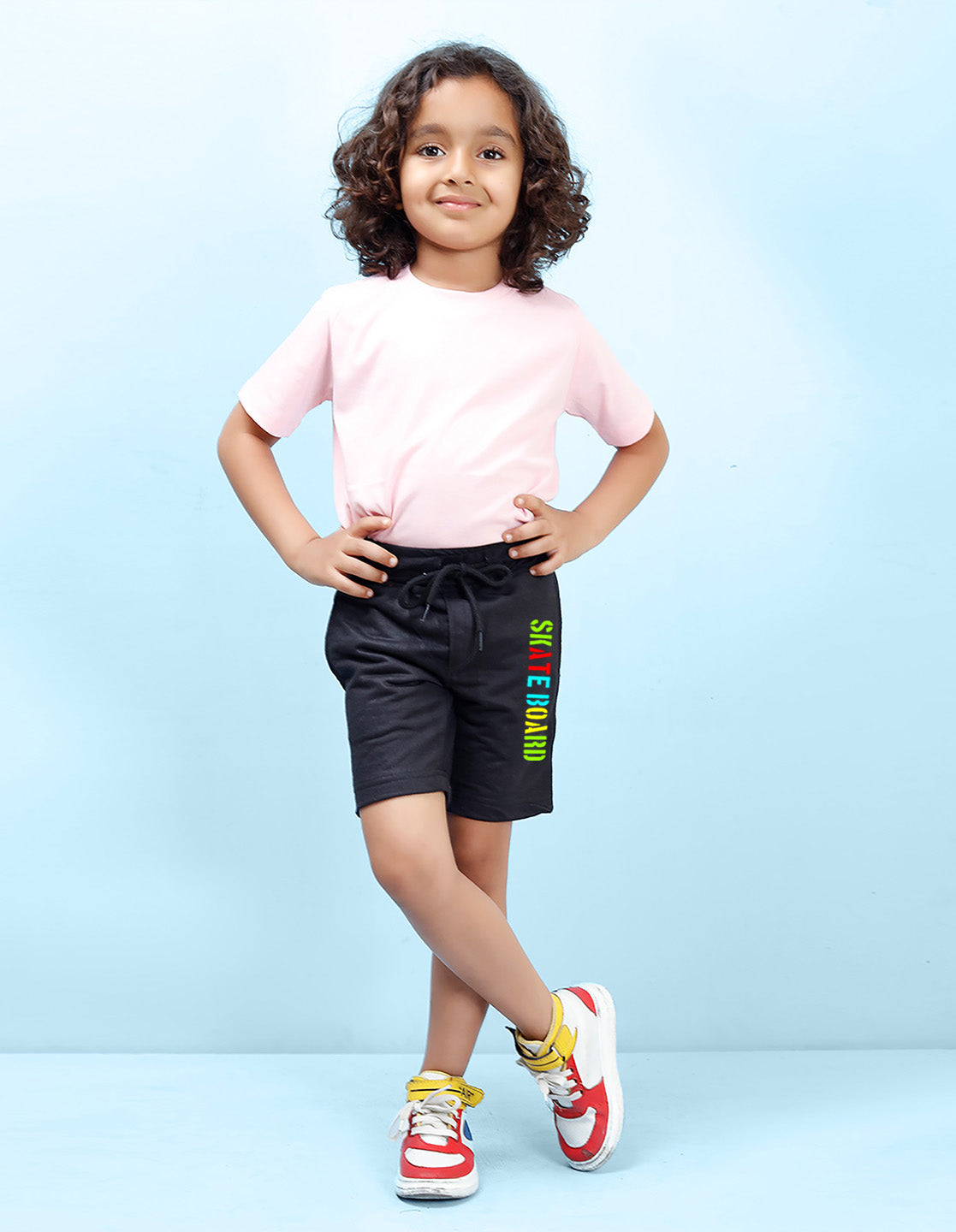 Nusyl Skate Board Printed Black Boys Shorts