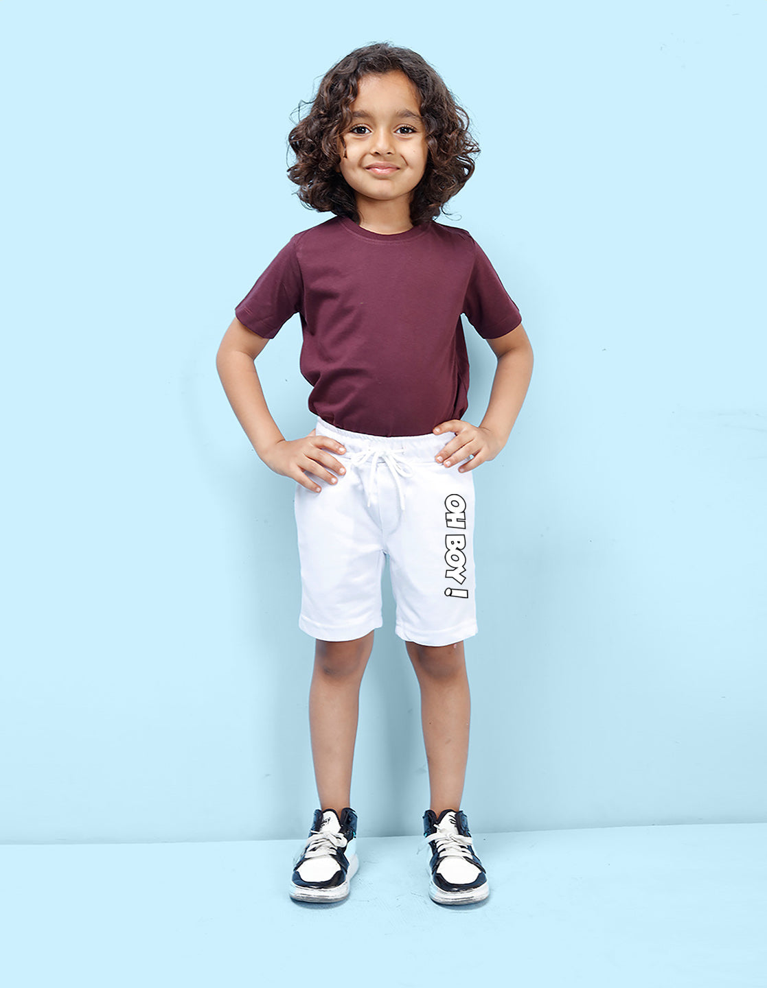 Nusyl Oh Boy Printed White Boys Shorts