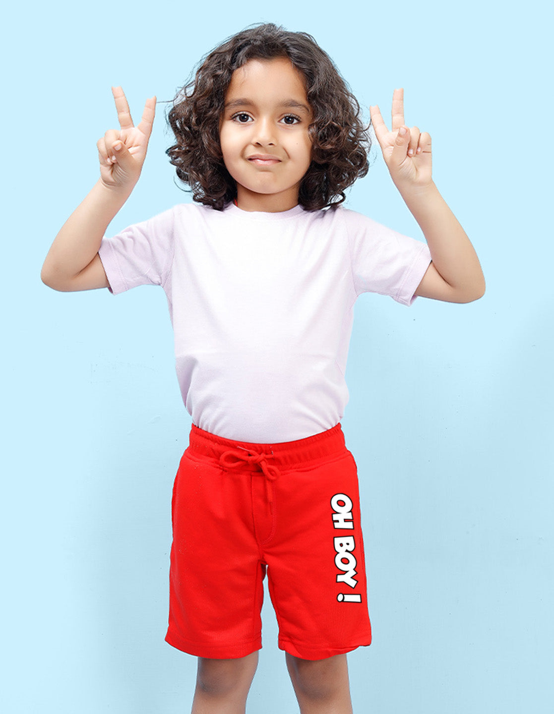 Nusyl Oh Boy Printed Red Boys Shorts