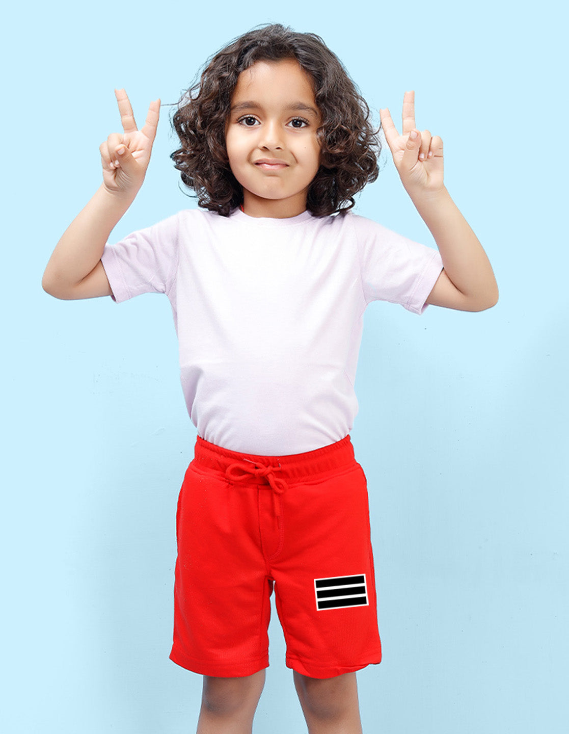 Nusyl Lines Printed Red Boys Shorts