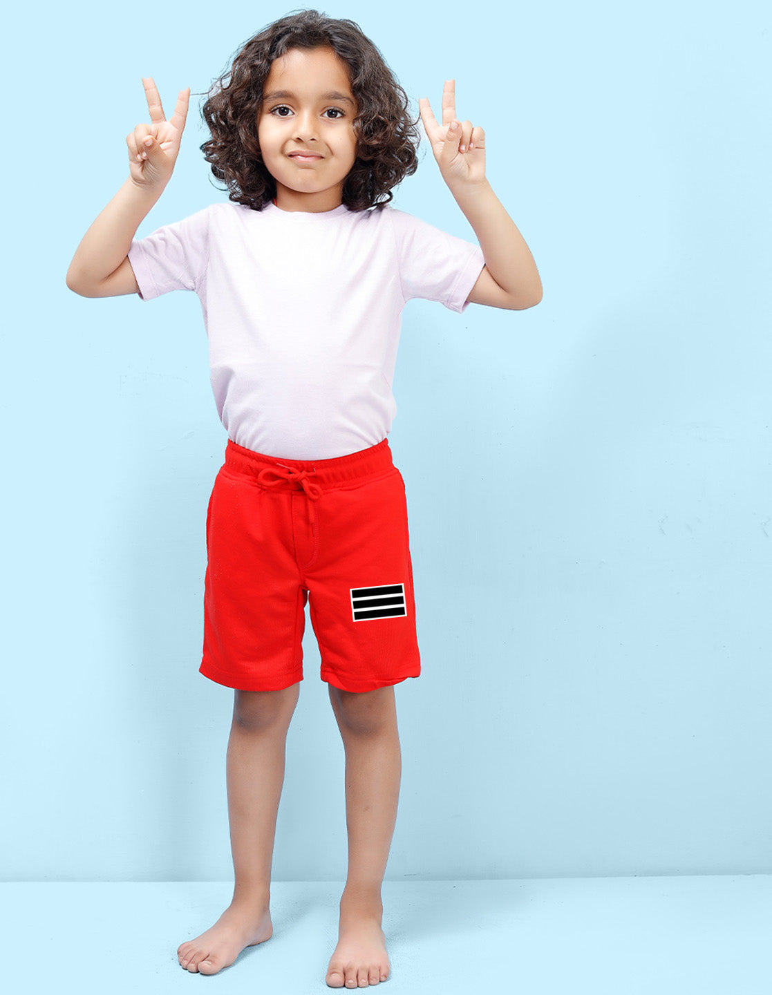 Nusyl Lines Printed Red Boys Shorts