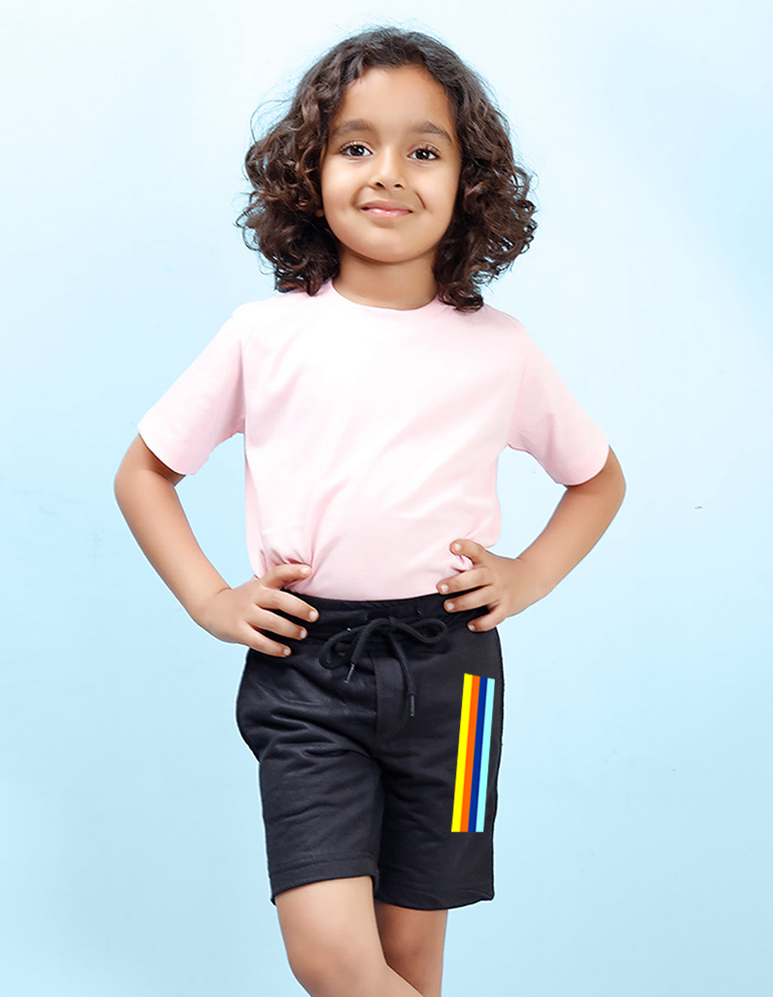 Nusyl colourful lines Printed Black Boys Shorts