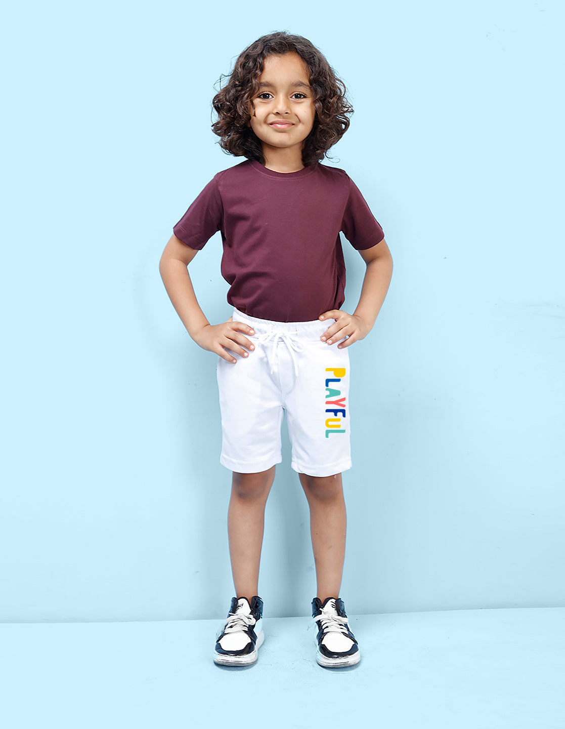 Nusyl Playful Printed White Boys Shorts