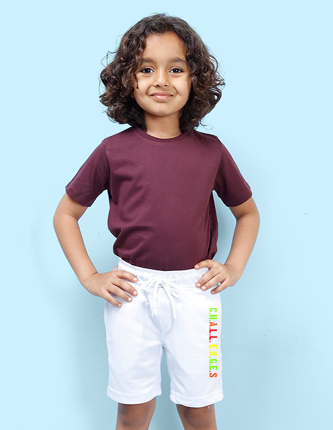 Nusyl Chall enges Printed White Boys Shorts